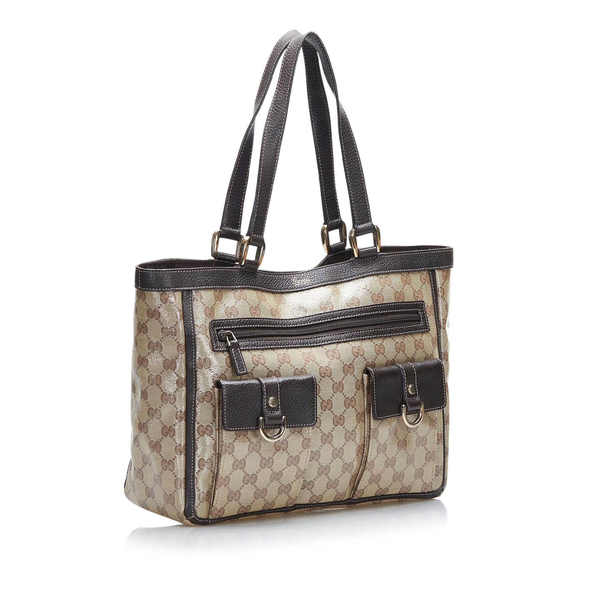 Gucci GG Crystal Abbey Pocket SHG-HEx0Bk Brown Tote Bag