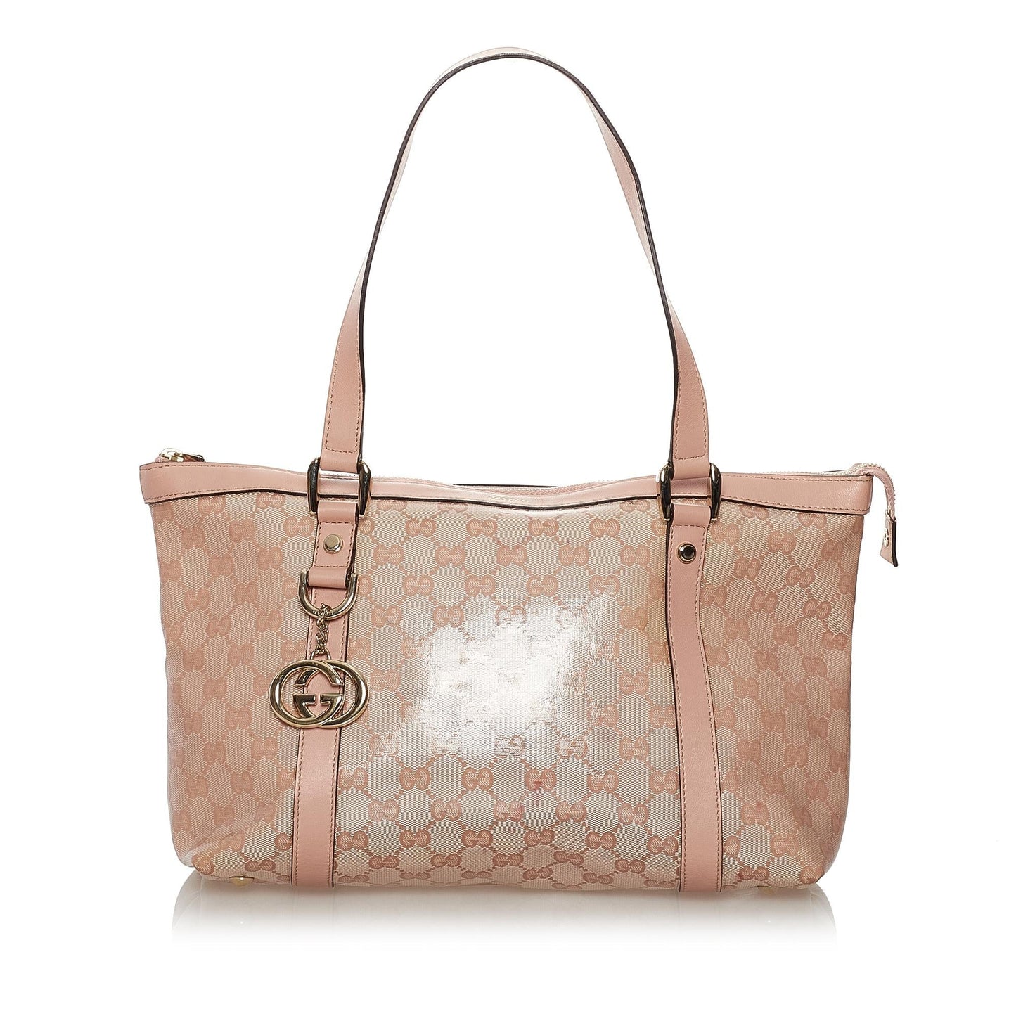 Gucci GG Crystal Abbey SHG Brown Pink Tote Bag