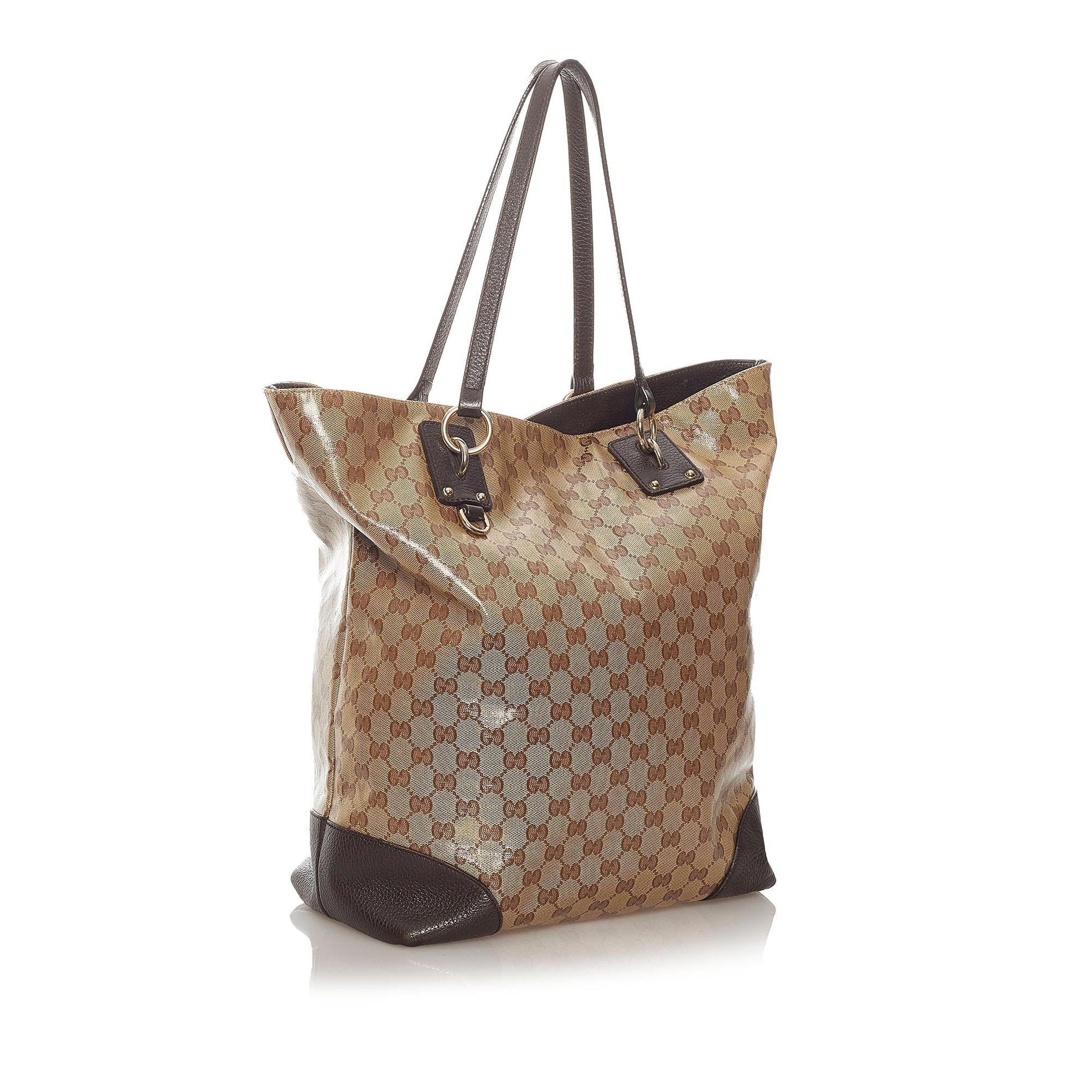 Gucci GG Crystal Charm SHG Calf Brown Tote Bag