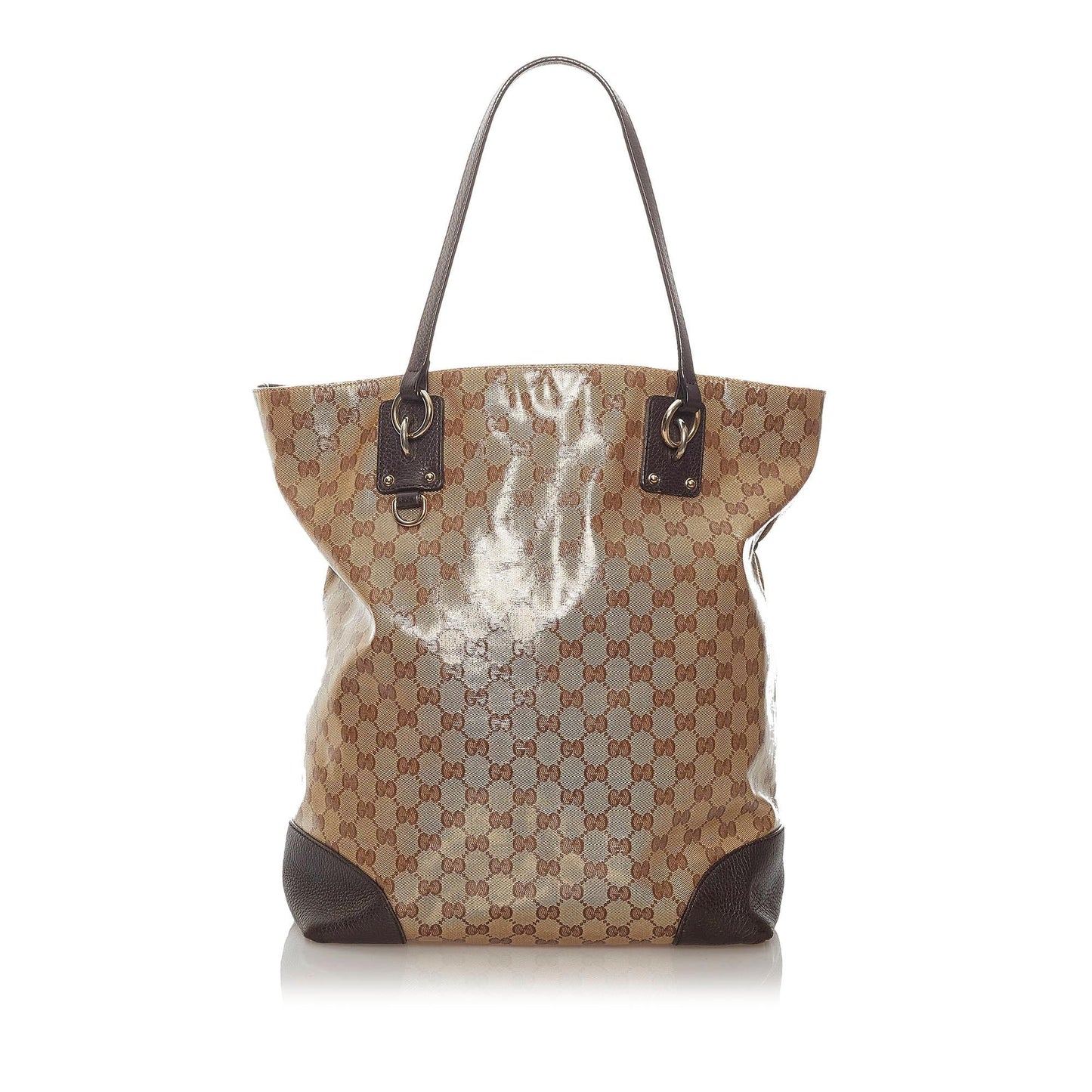 Gucci GG Crystal Charm SHG-rqFJtK Calf Brown Tote Bag