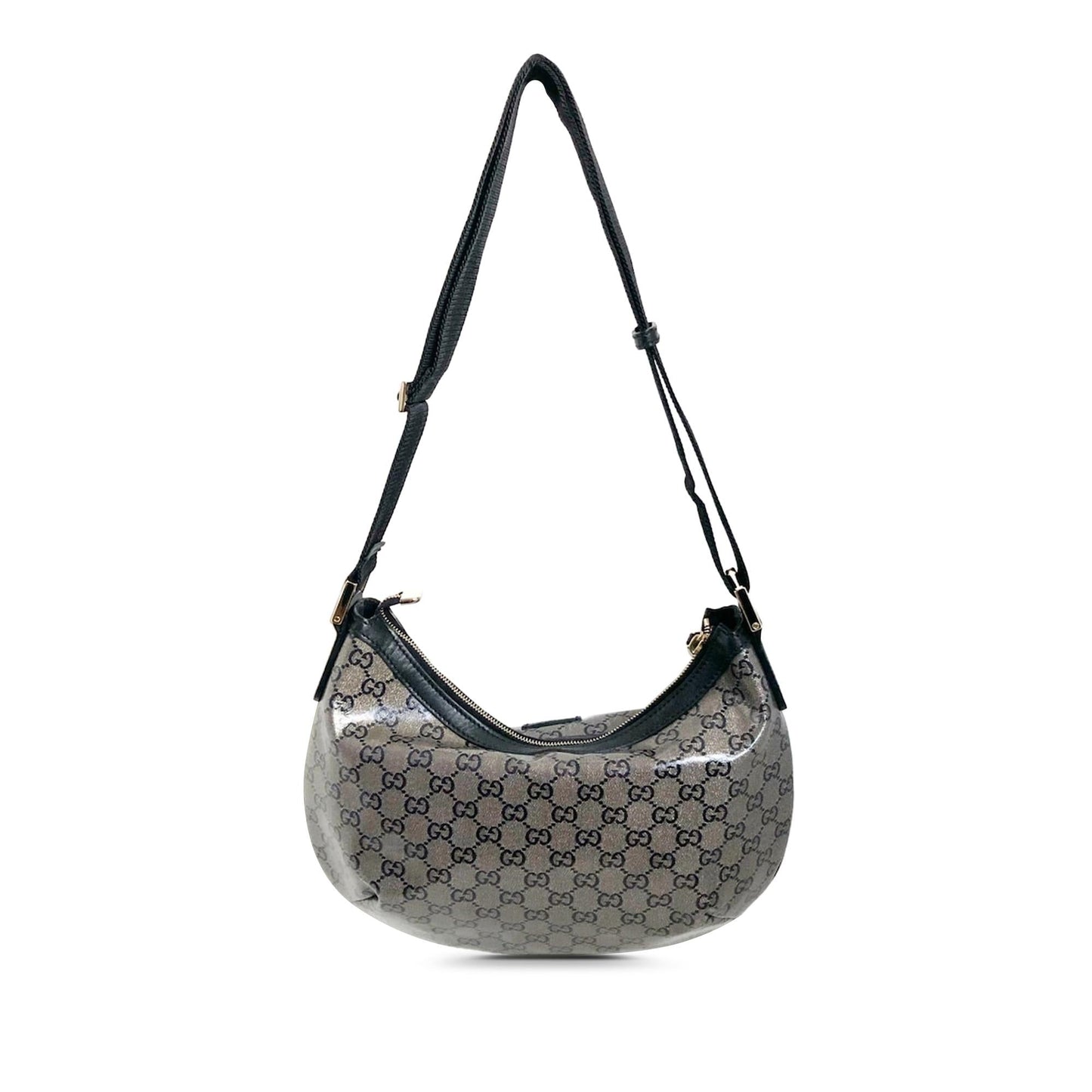 Gucci GG Crystal SHG-uuD71n Canvas Calf Black Grey Crossbody Bag