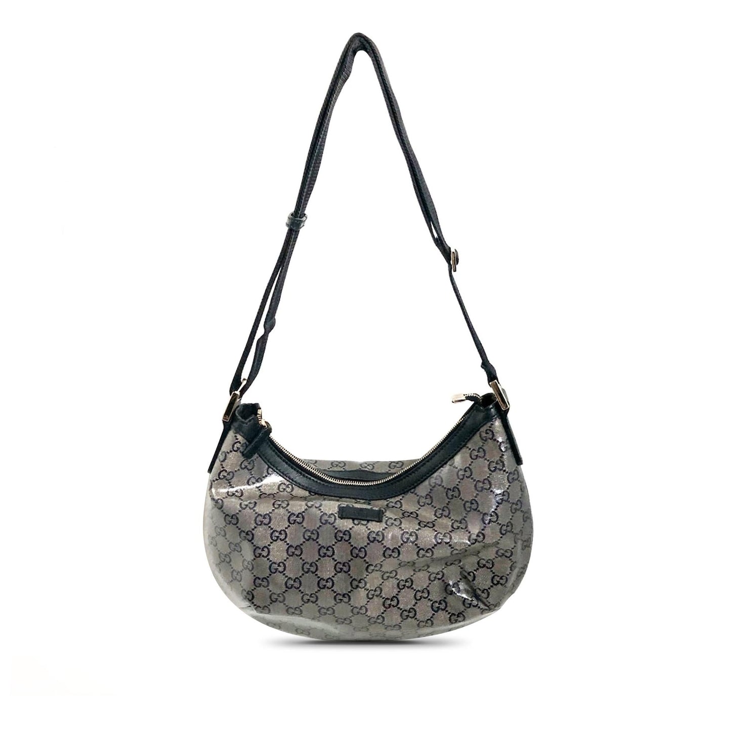Gucci GG Crystal SHG-uuD71n Canvas Calf Black Grey Crossbody Bag