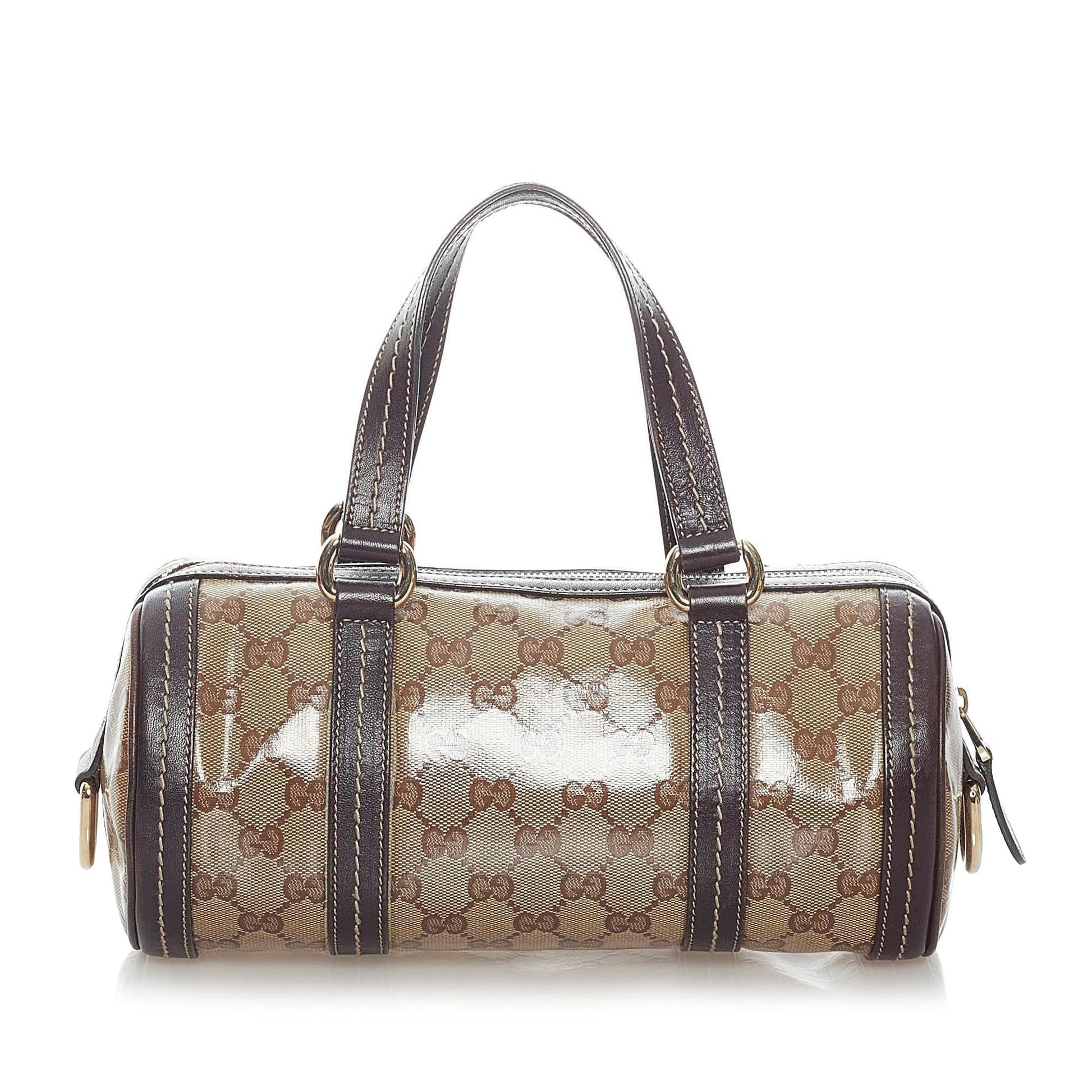 Gucci GG Crystal Duchessa Boston SHG Calf Brown Satchel Bag