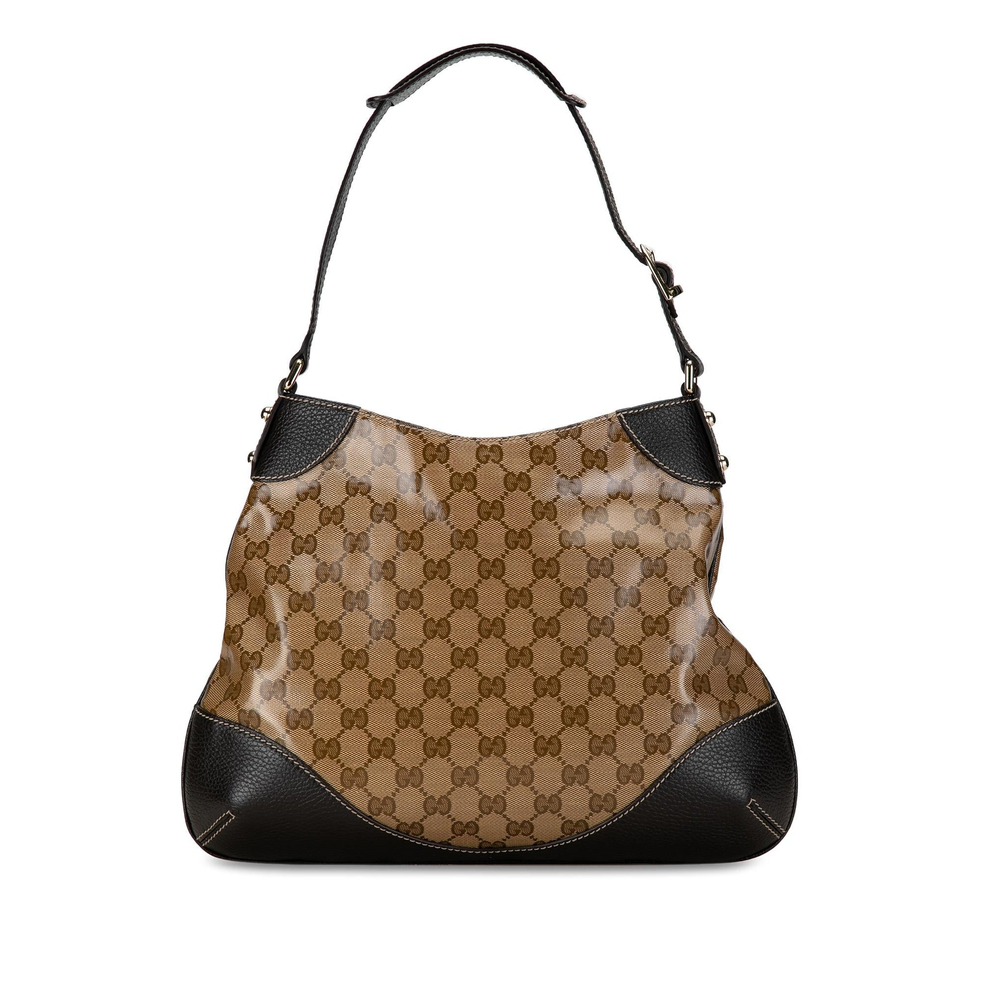 Gucci GG Crystal SHG-eMu0xL Canvas Calf Brown Shoulder Bag