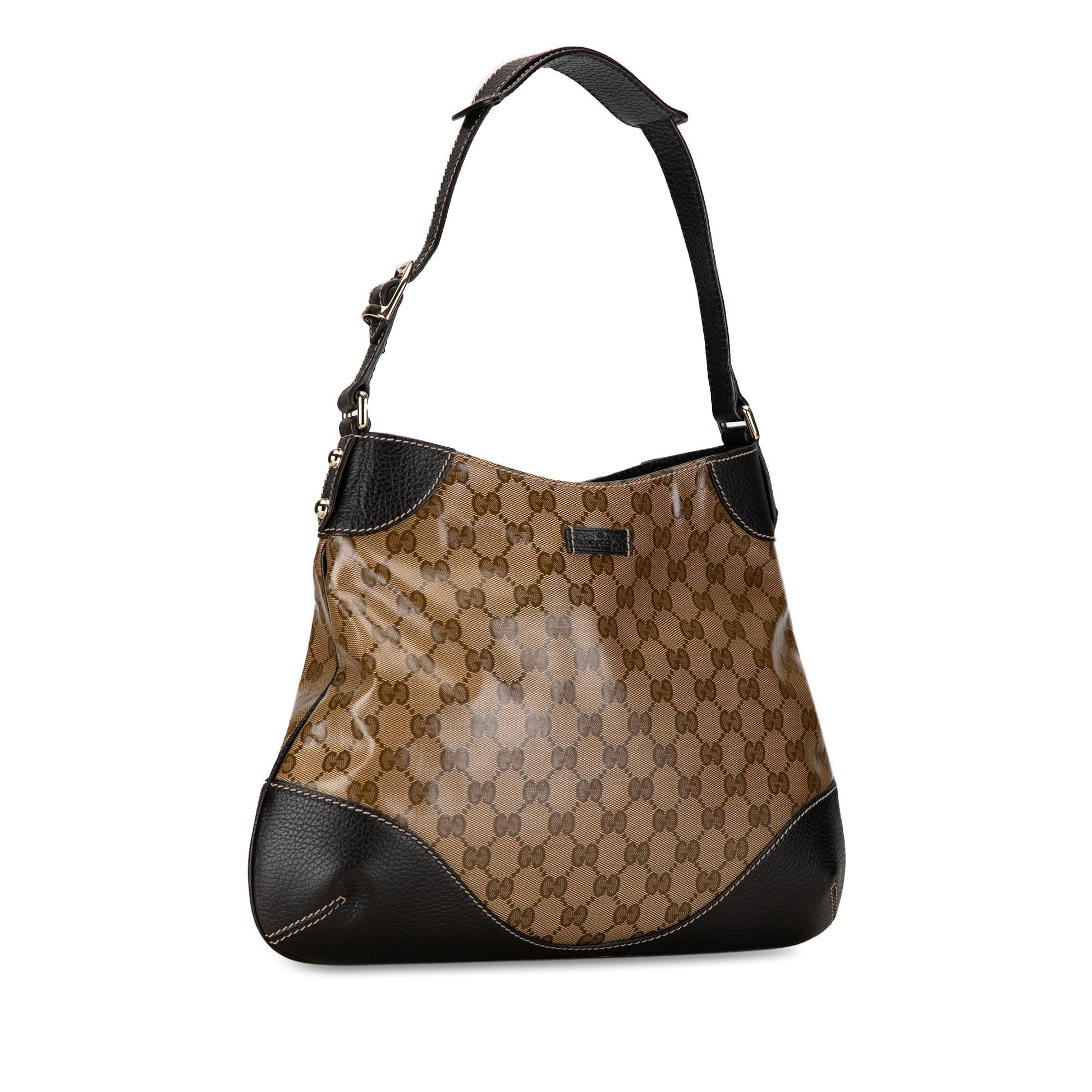 Gucci GG Crystal SHG-eMu0xL Canvas Calf Brown Shoulder Bag