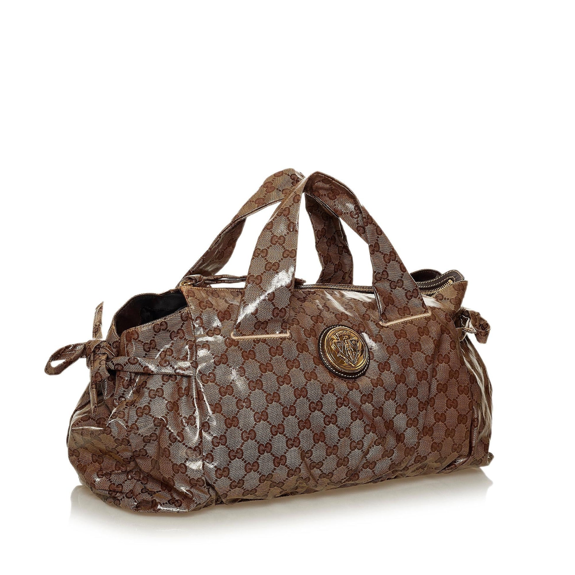Gucci GG Crystal Hysteria SHG Brown Satchel Bag