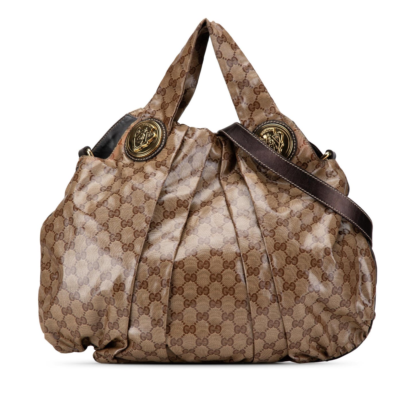 Gucci GG Crystal Hysteria Canvas Calf Brown Satchel Bag