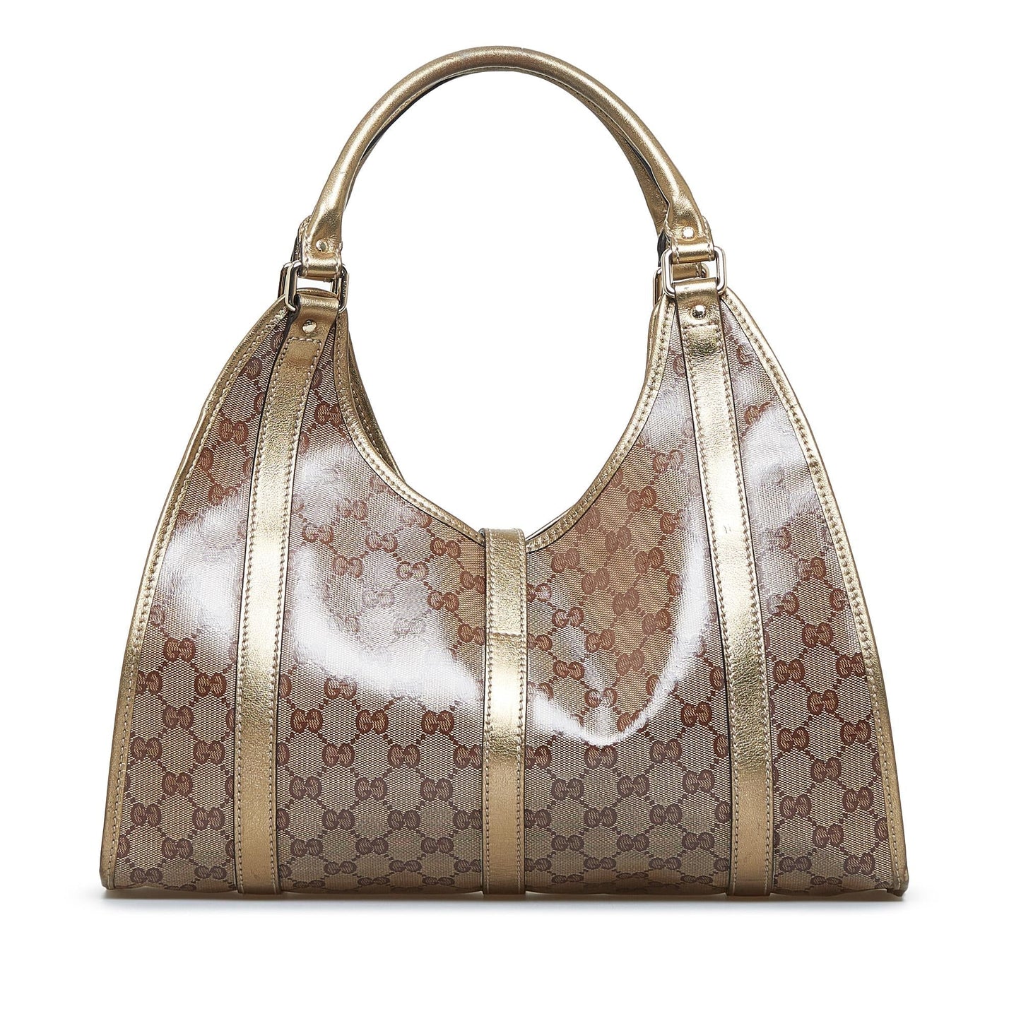 Gucci GG Crystal Jackie SHG-GAiqrC Calf Brown Gold Shoulder Bag