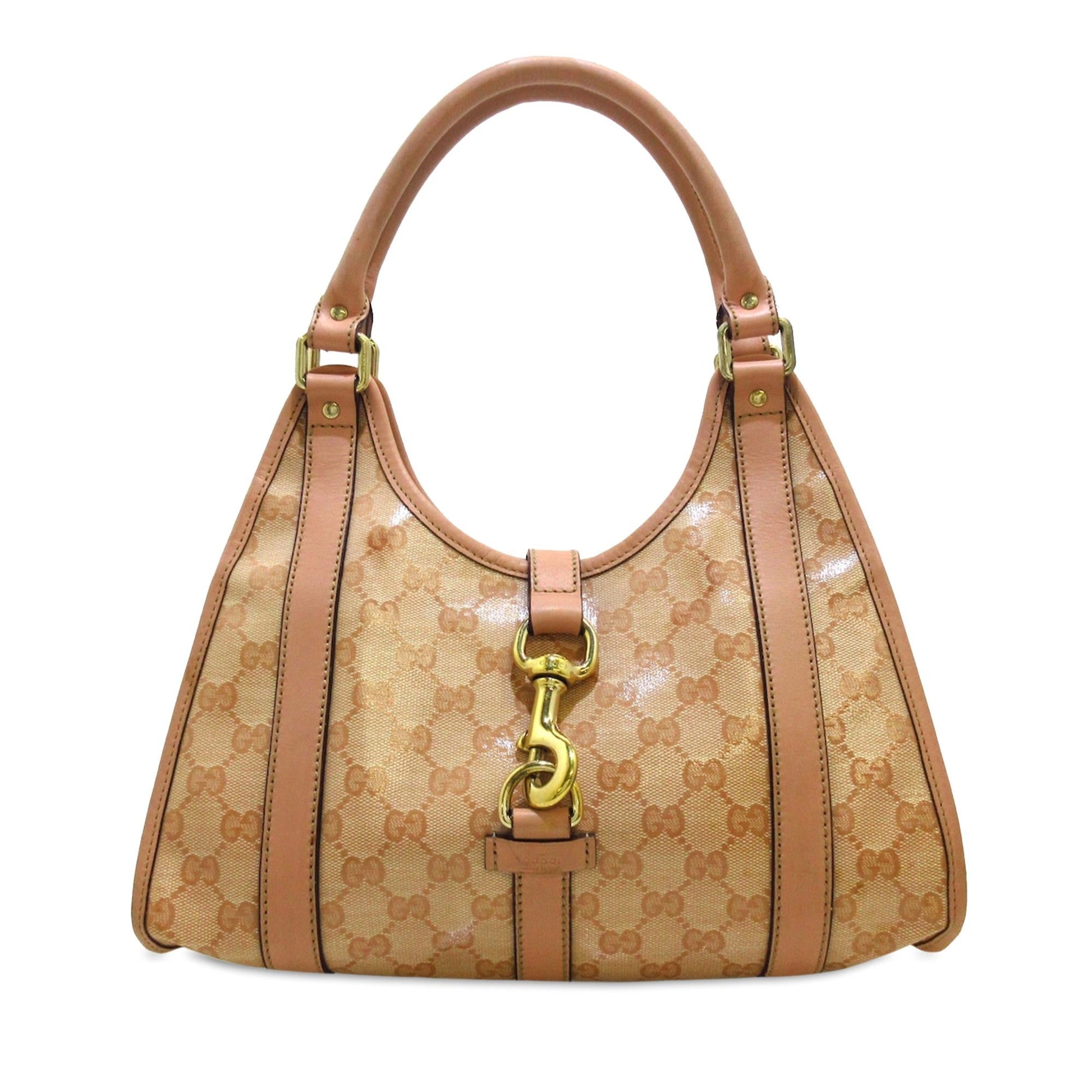 Gucci GG Crystal Jackie SHG-CBNWFh Canvas Calf Pink Shoulder Bag