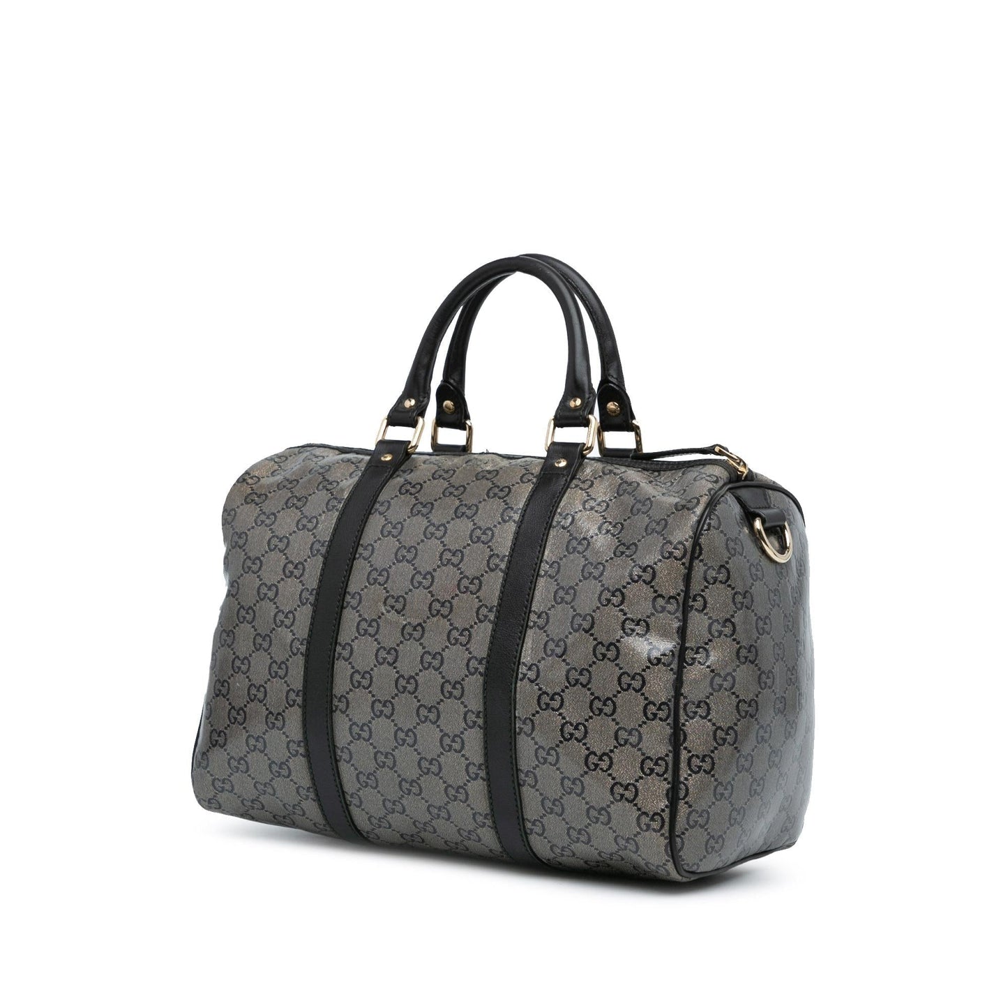 Gucci GG Crystal Joy Boston Canvas Calf Brown Satchel Bag