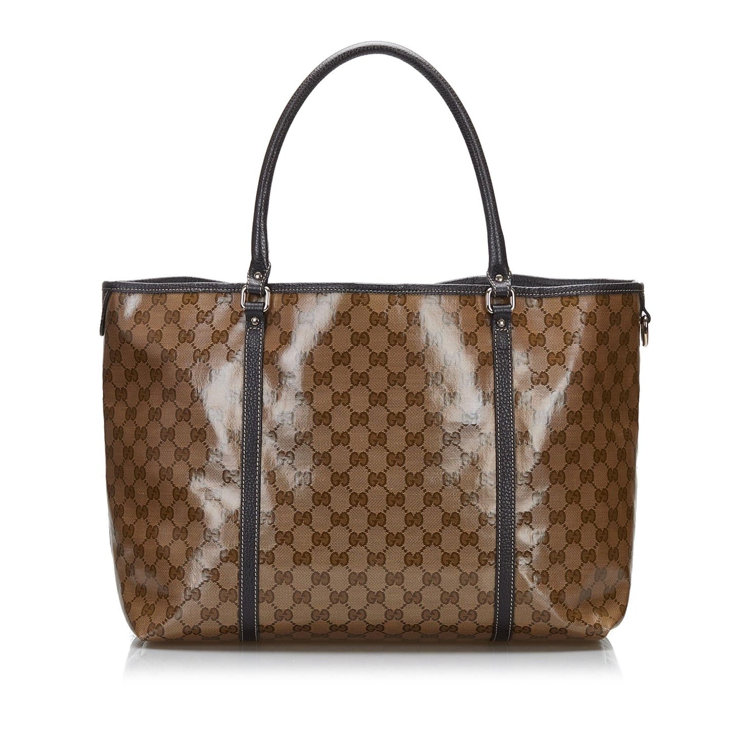 Gucci GG Crystal Joy SHG-HaoJXS Canvas Calf Brown Tote Bag
