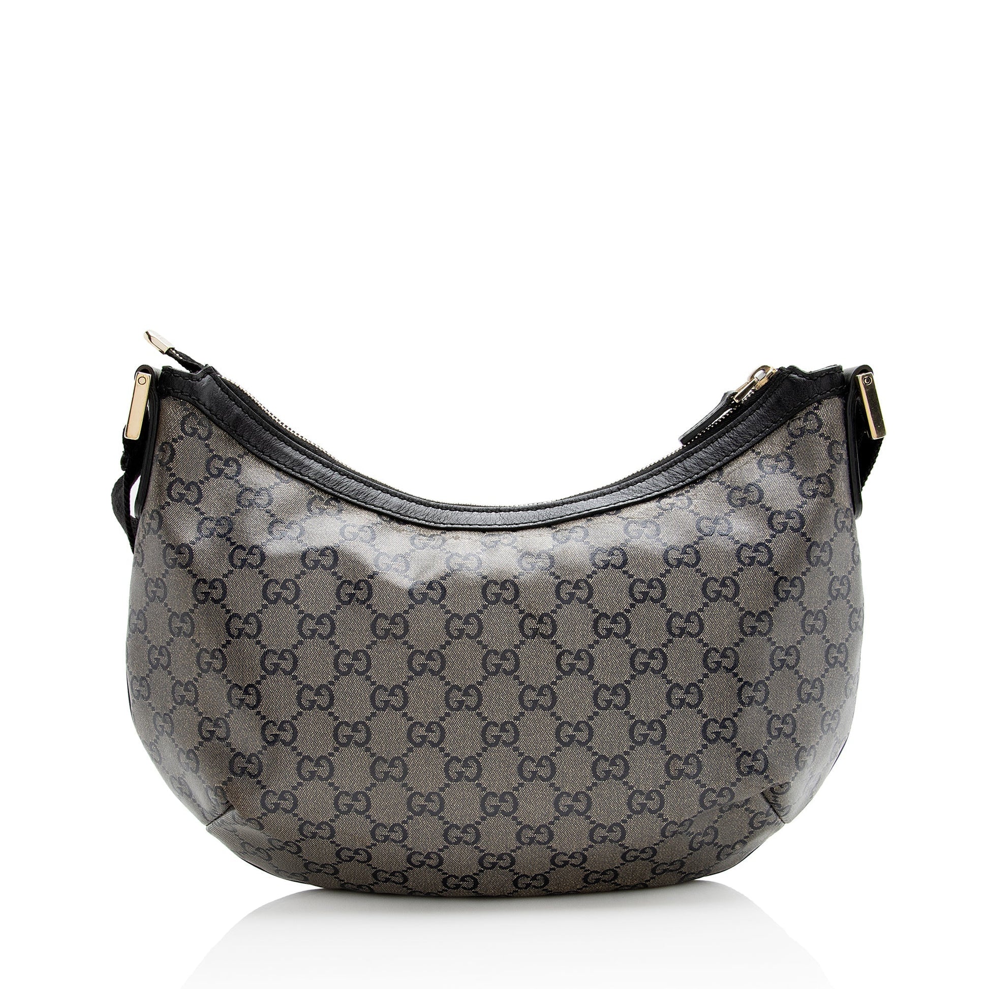 Gucci GG Crystal Messenger SHF Leather Canvas Nylon Black Shoulder Bag