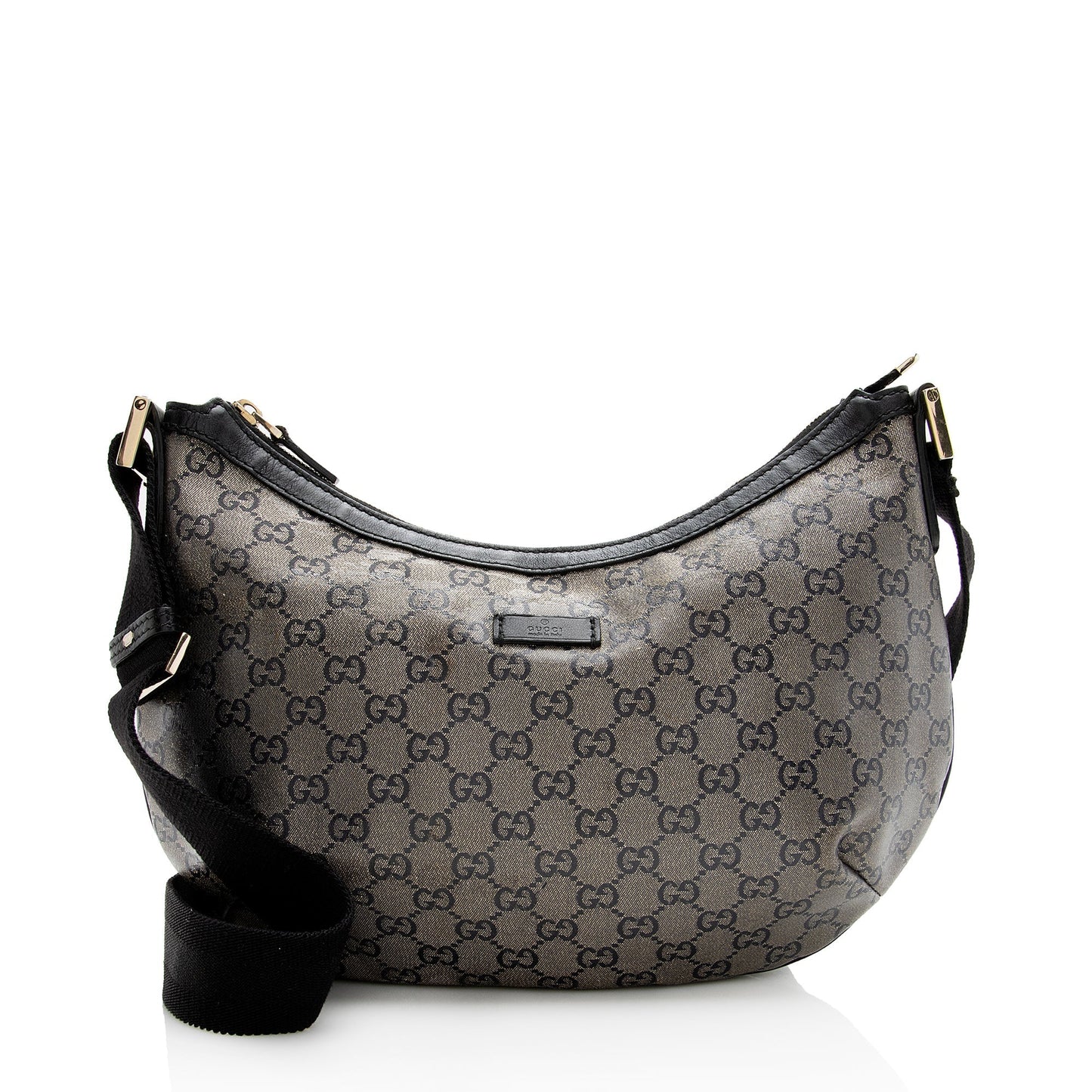 Gucci GG Crystal Messenger SHF Leather Canvas Nylon Black Shoulder Bag
