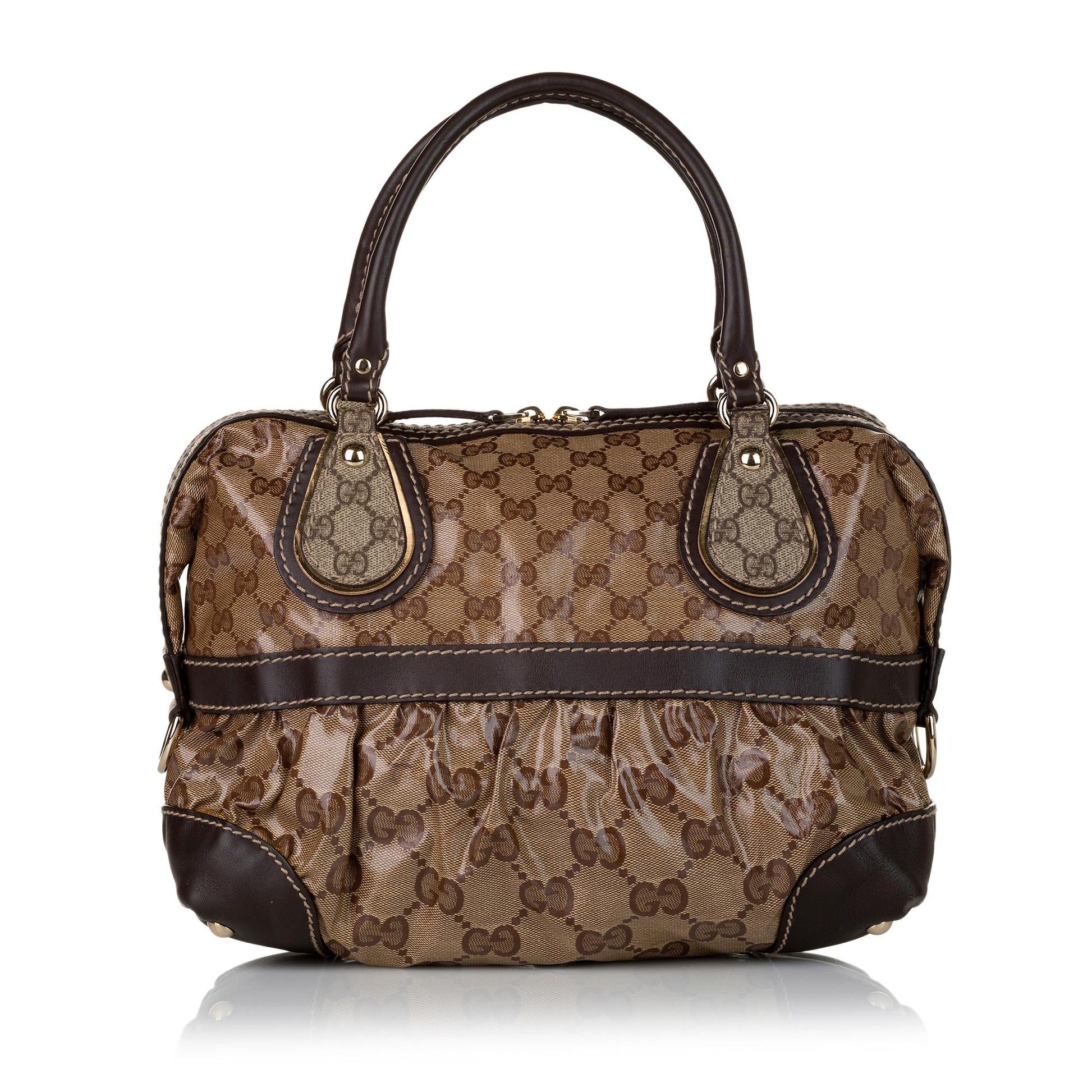 Gucci GG Crystal Mix SHG Calf Brown Satchel Bag