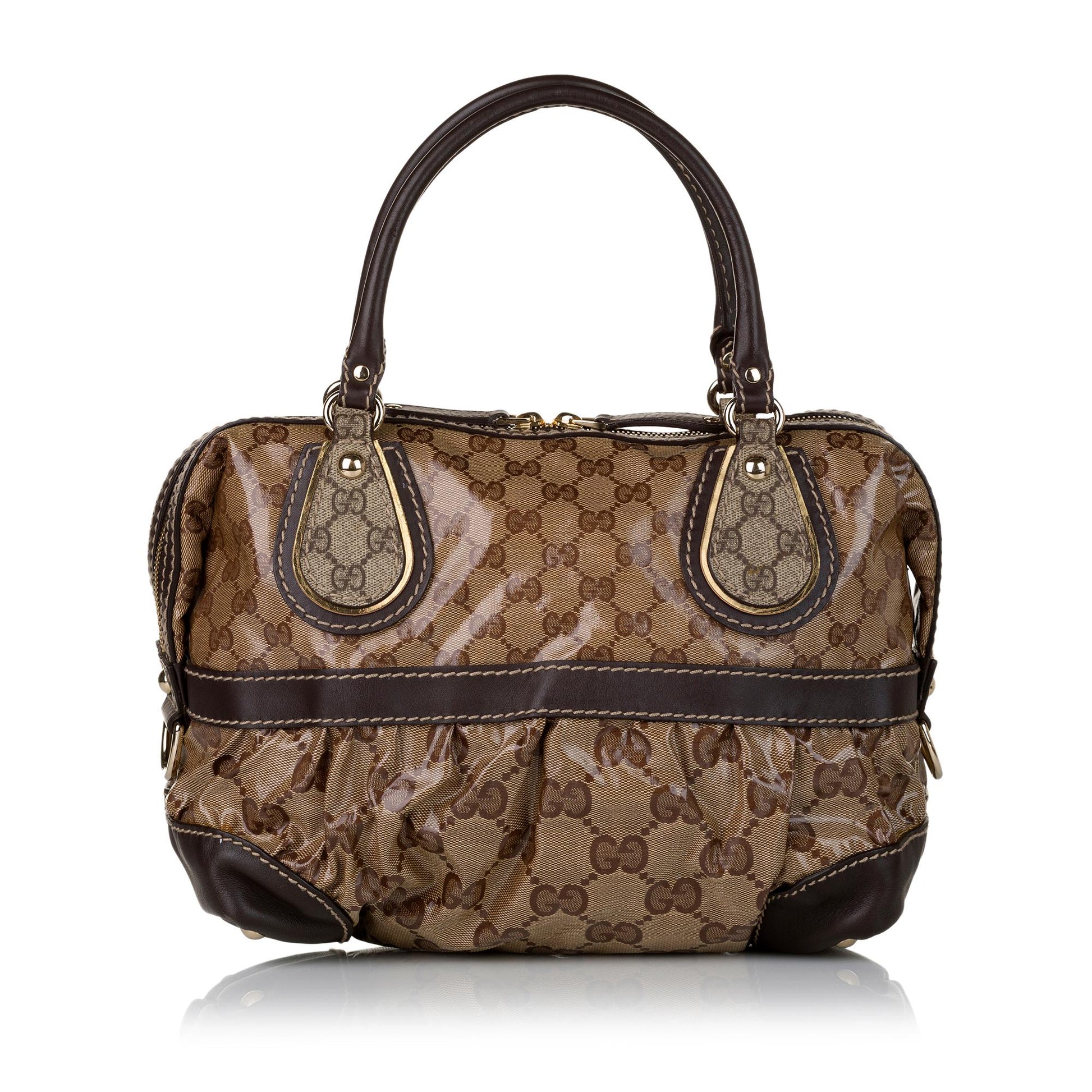 Gucci GG Crystal Mix SHG Calf Brown Satchel Bag