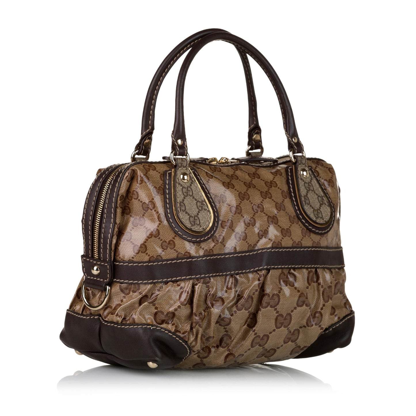 Gucci GG Crystal Mix SHG Calf Brown Satchel Bag