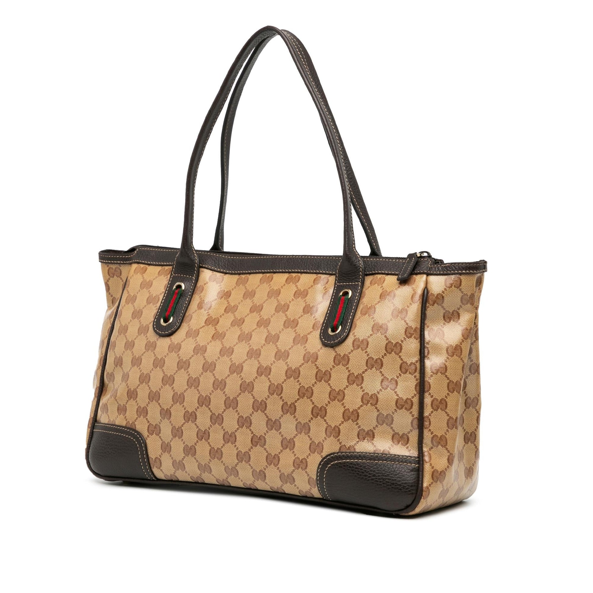 Gucci GG Crystal Princy SHG-oOUh6R Canvas Calf Brown Tote Bag