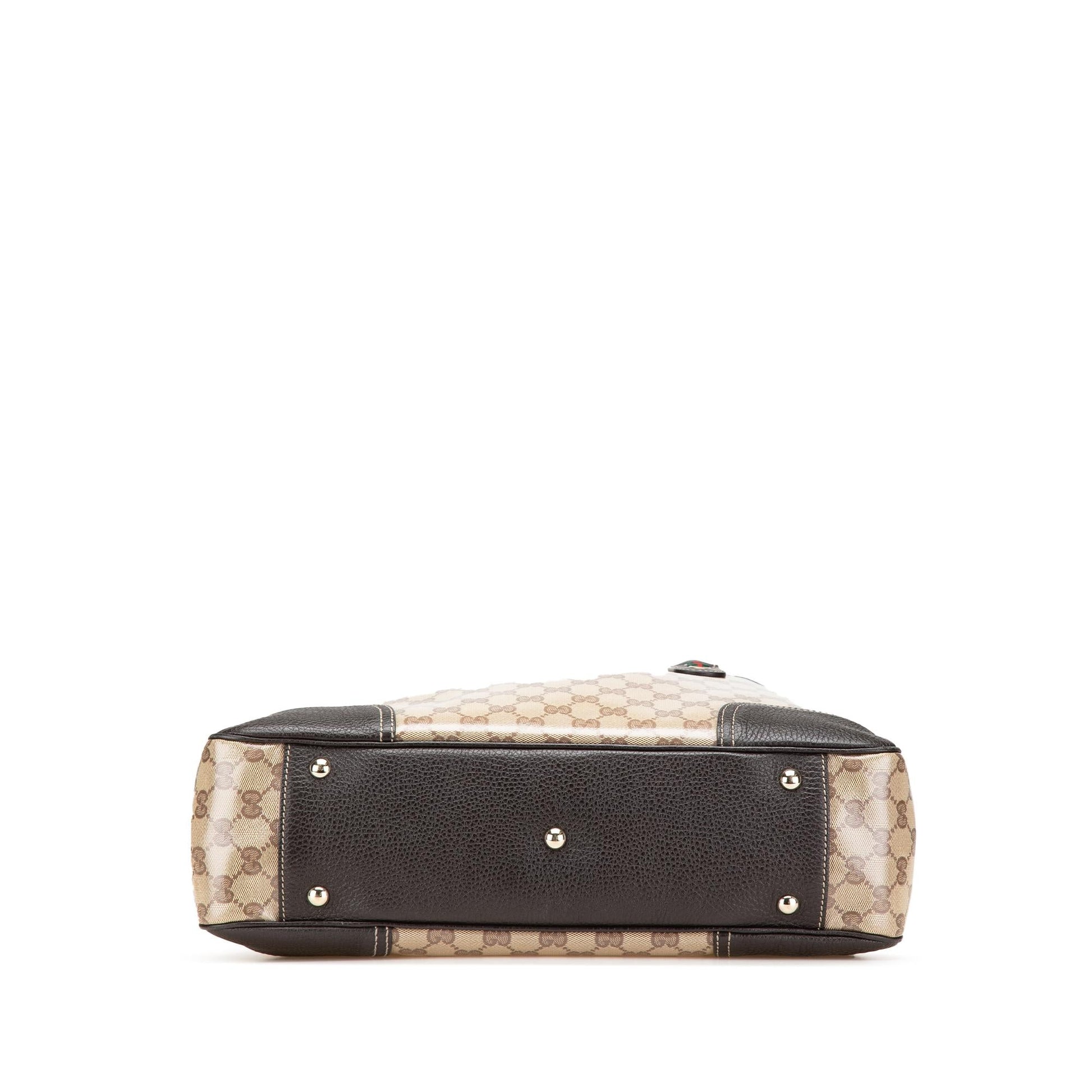 Gucci GG Crystal Princy Canvas Calf Brown Tote Bag