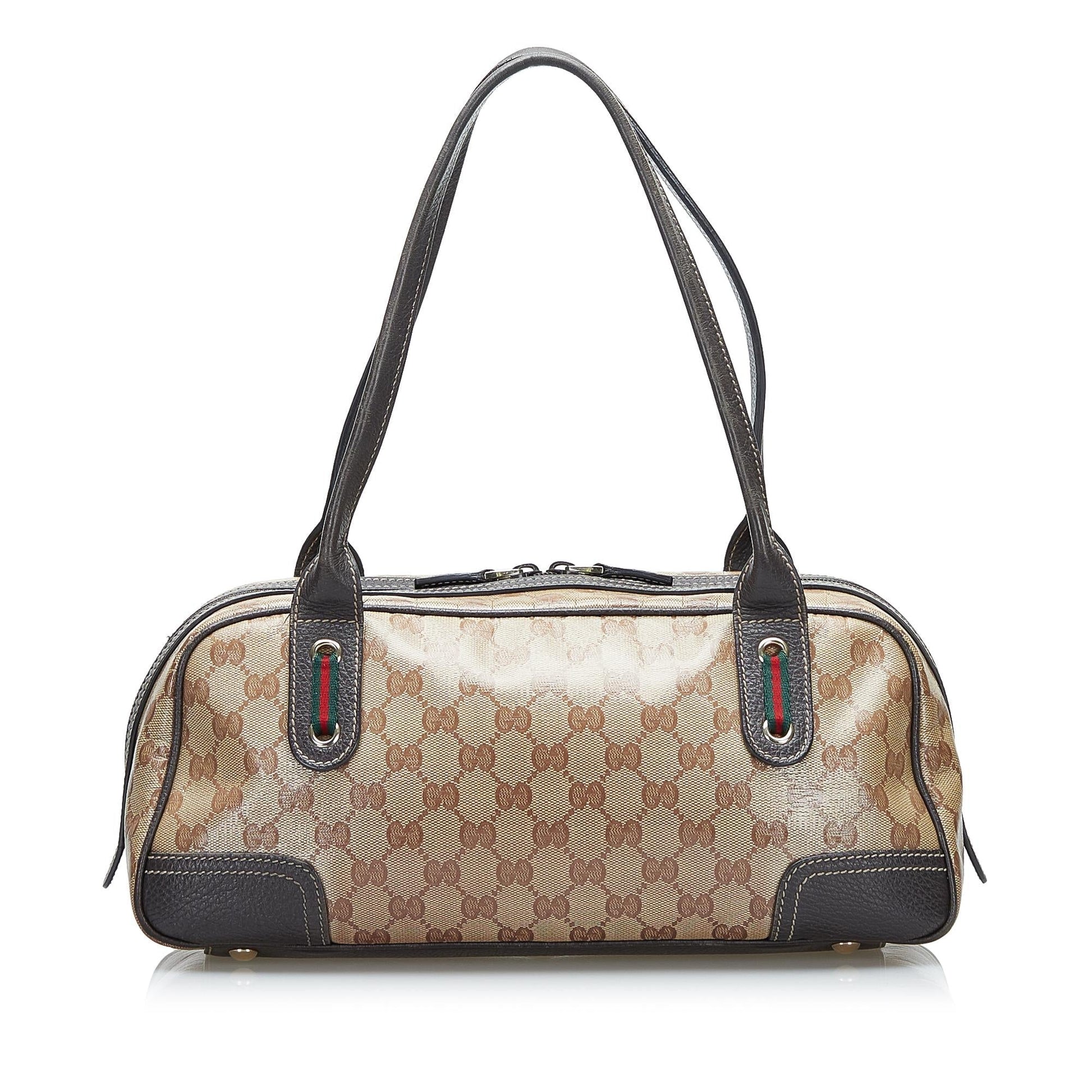 Gucci GG Crystal Princy SHG Canvas Brown Shoulder Bag
