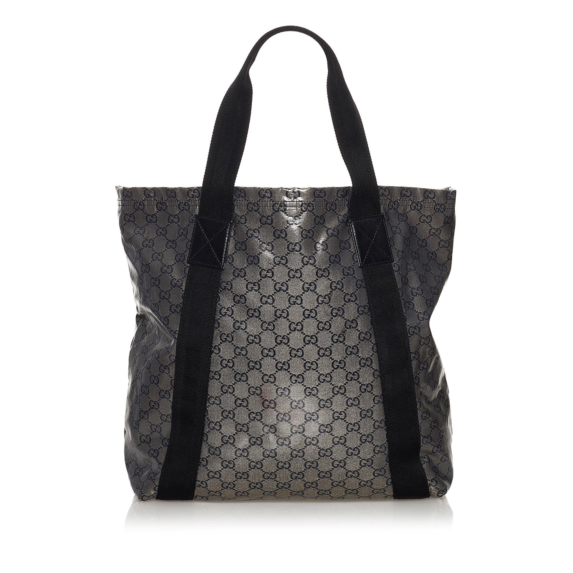 Gucci GG Crystal SHG Calf Black Grey Tote Bag