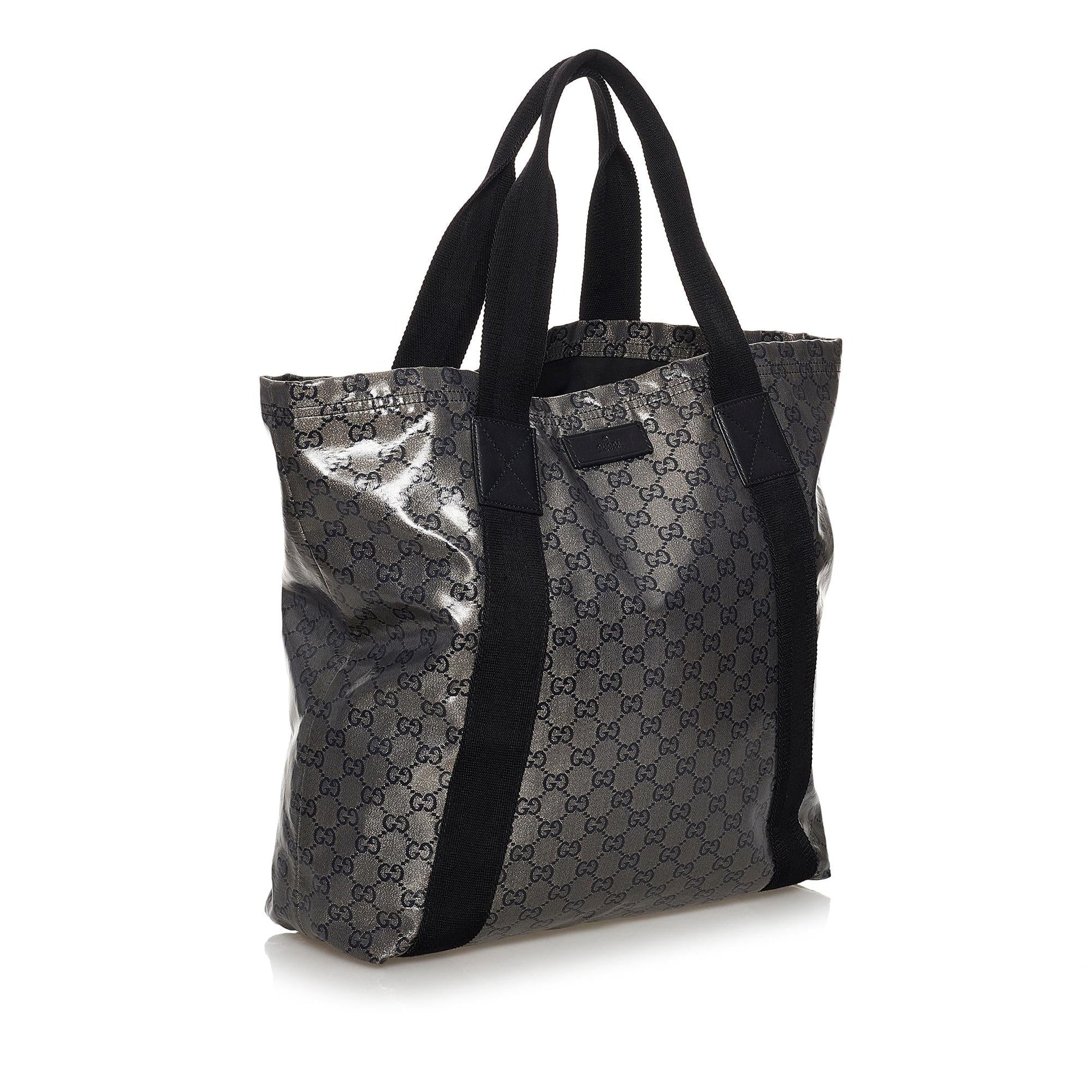 Gucci GG Crystal SHG Calf Black Grey Tote Bag