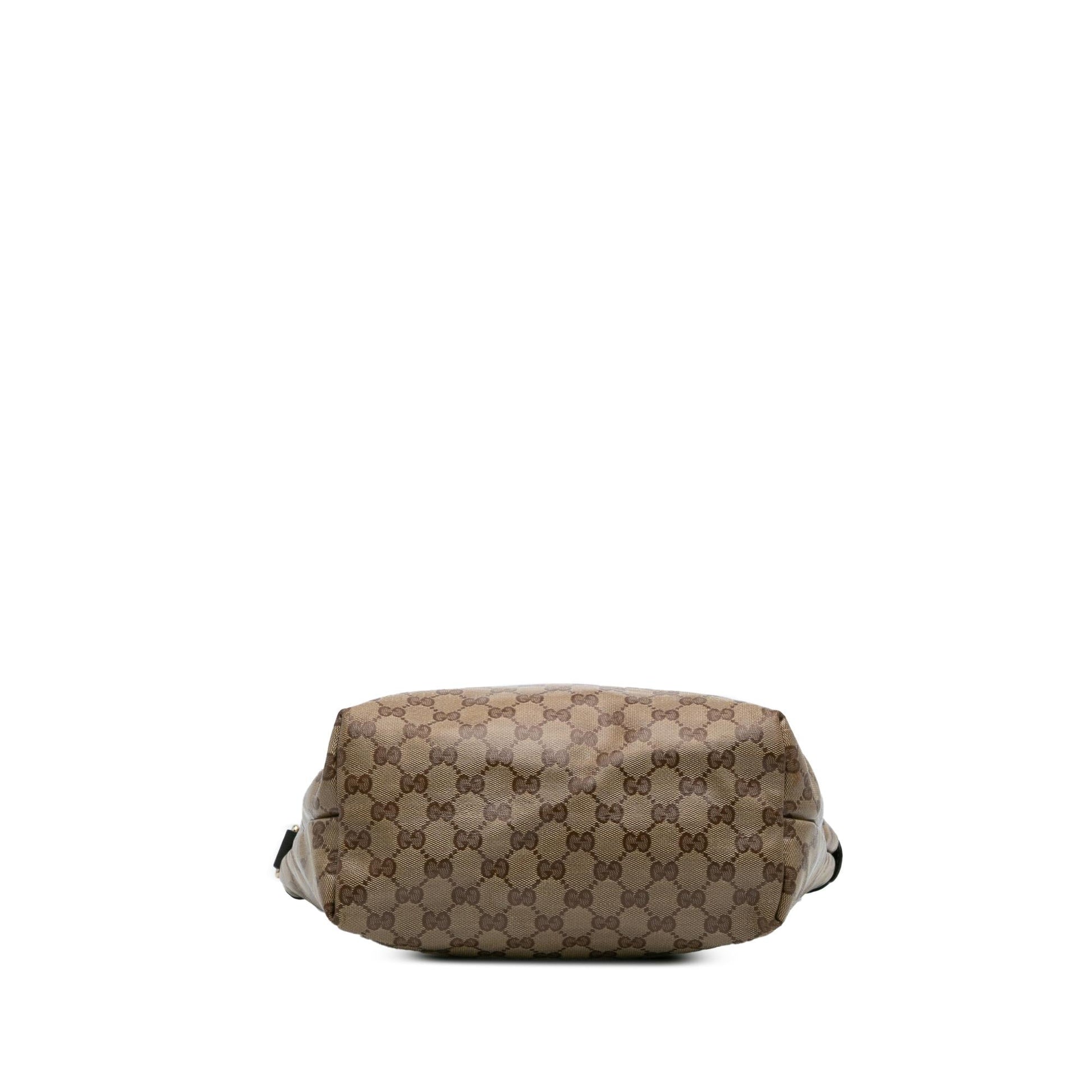 Gucci GG Crystal Canvas Calf Brown Tote Bag