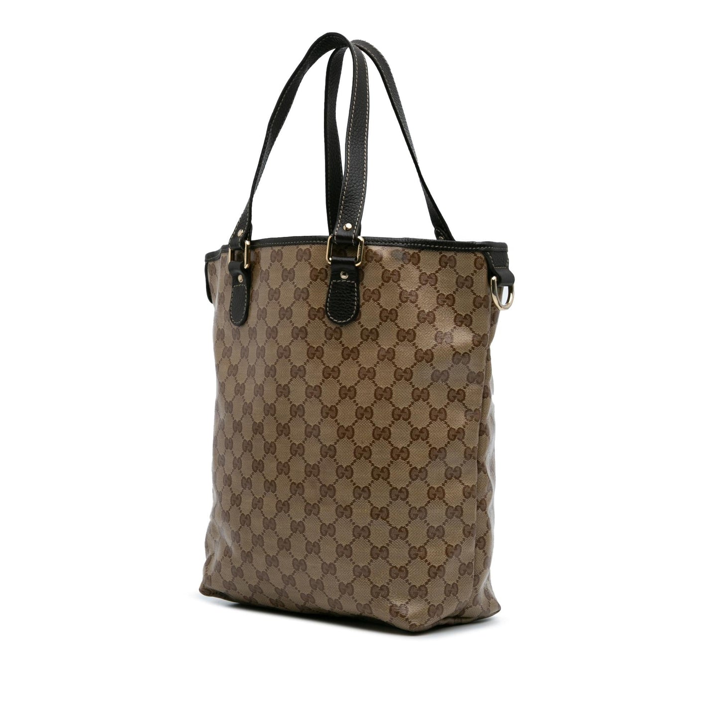 Gucci GG Crystal Canvas Calf Brown Tote Bag