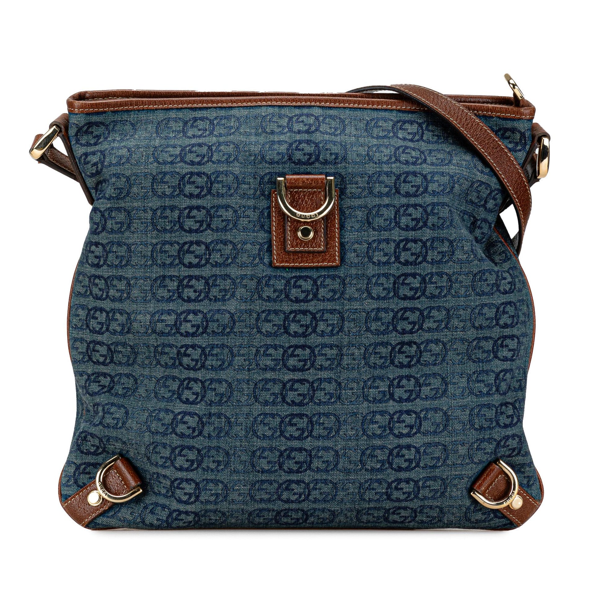 Gucci Abbey Ring Crossbody Bag Denim Jewelry