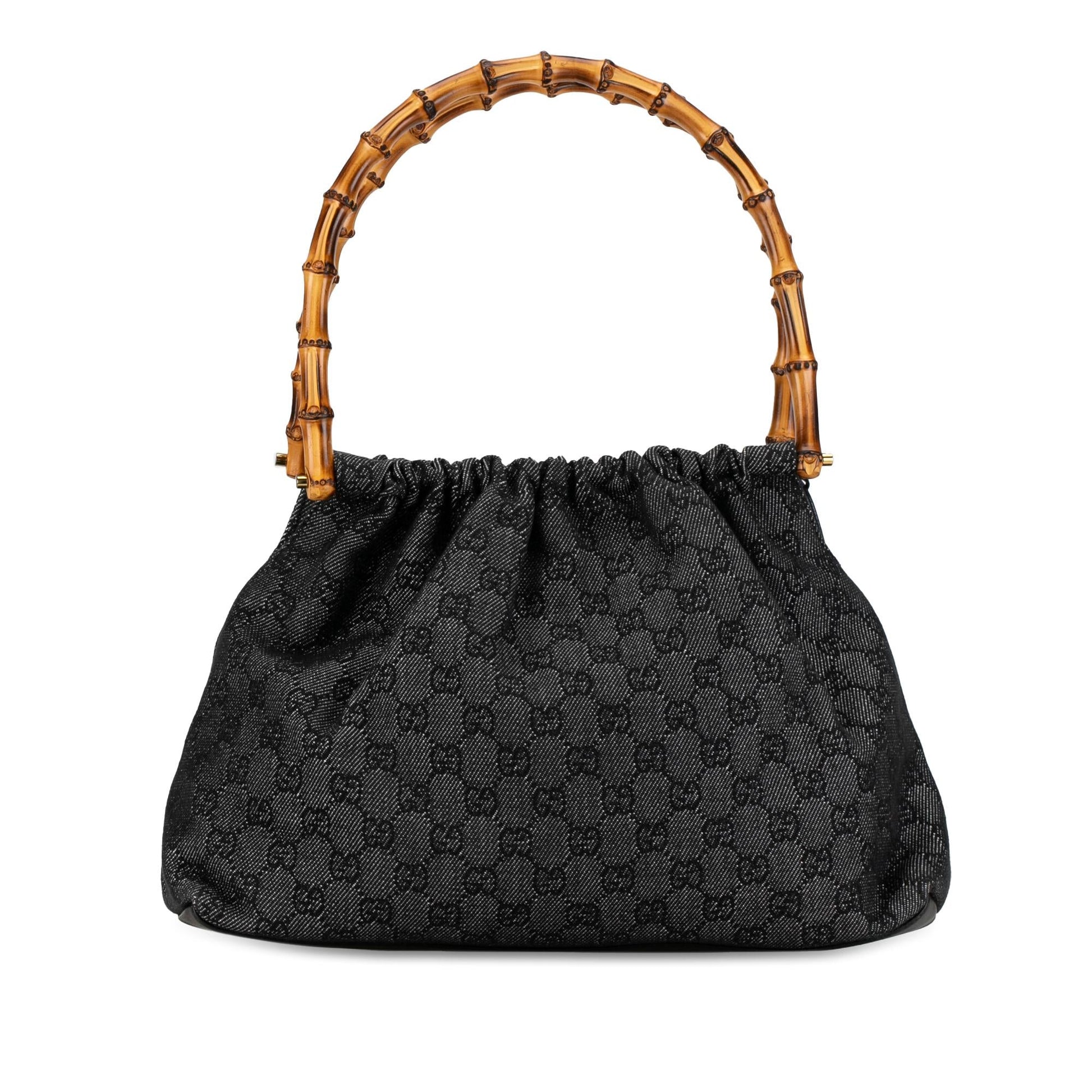 Gucci GG Bamboo SHG-XpUfPr Denim Black Satchel Bag