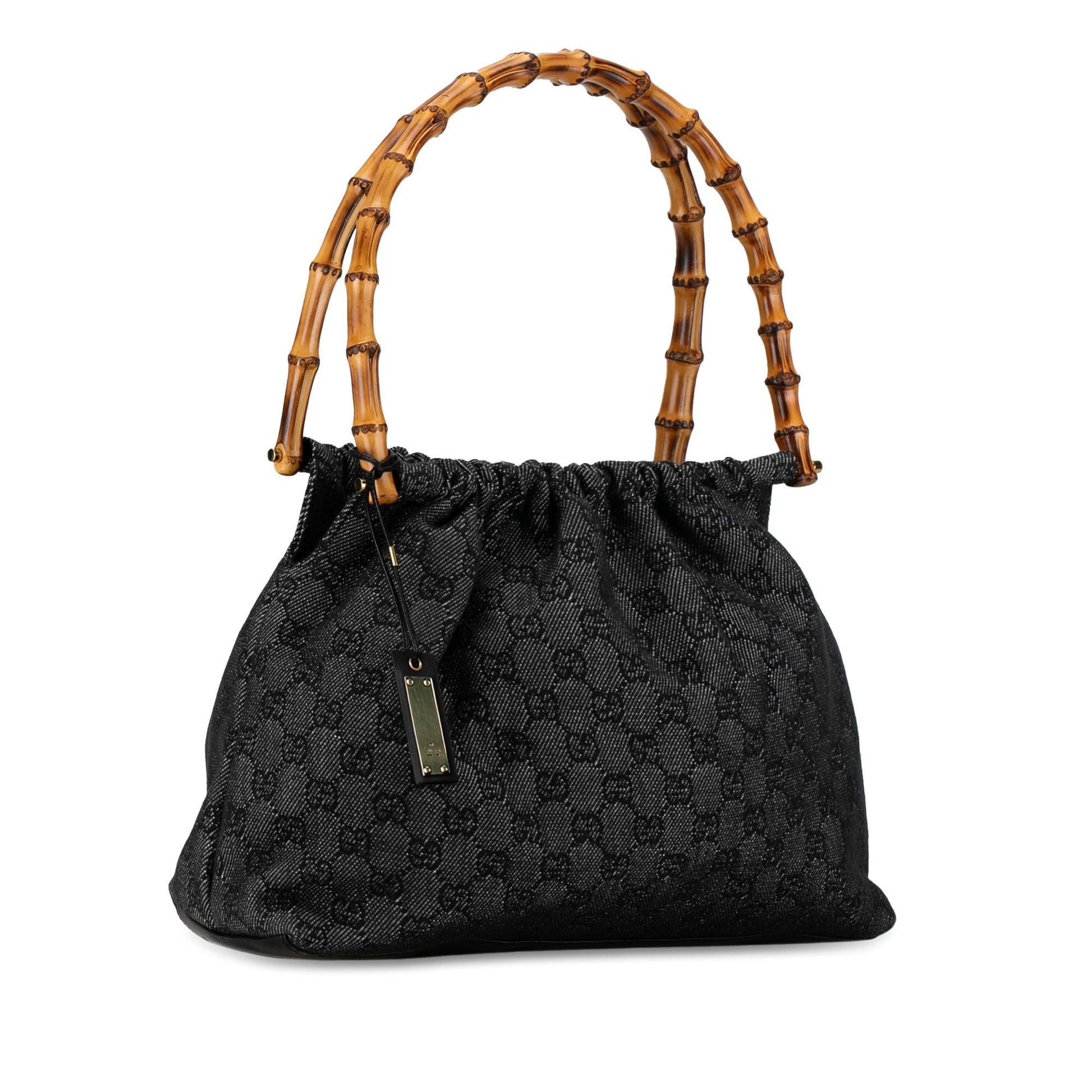 Gucci GG Bamboo SHG-XpUfPr Denim Black Satchel Bag