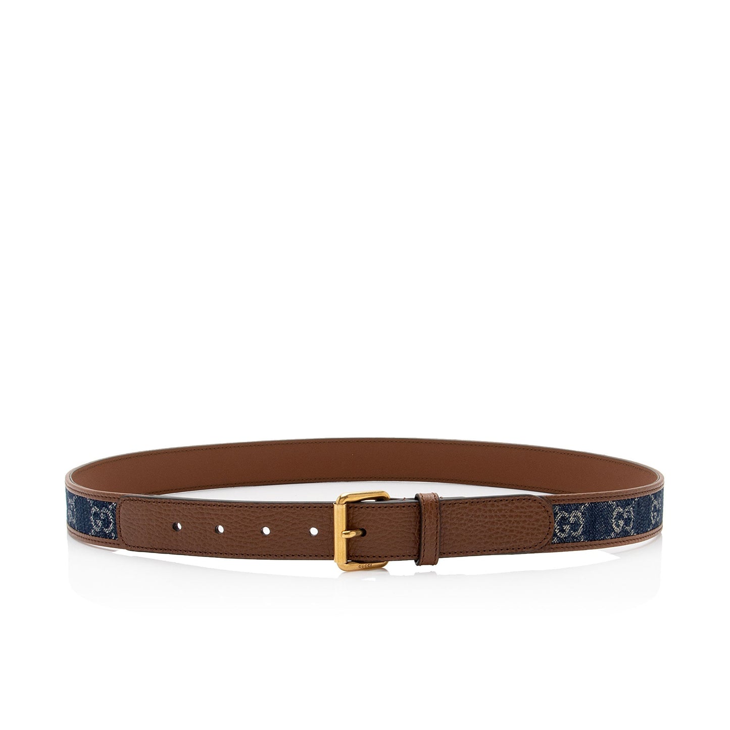 Gucci GG Belt - Size 36 Leather Denim Brown Blue Accessory