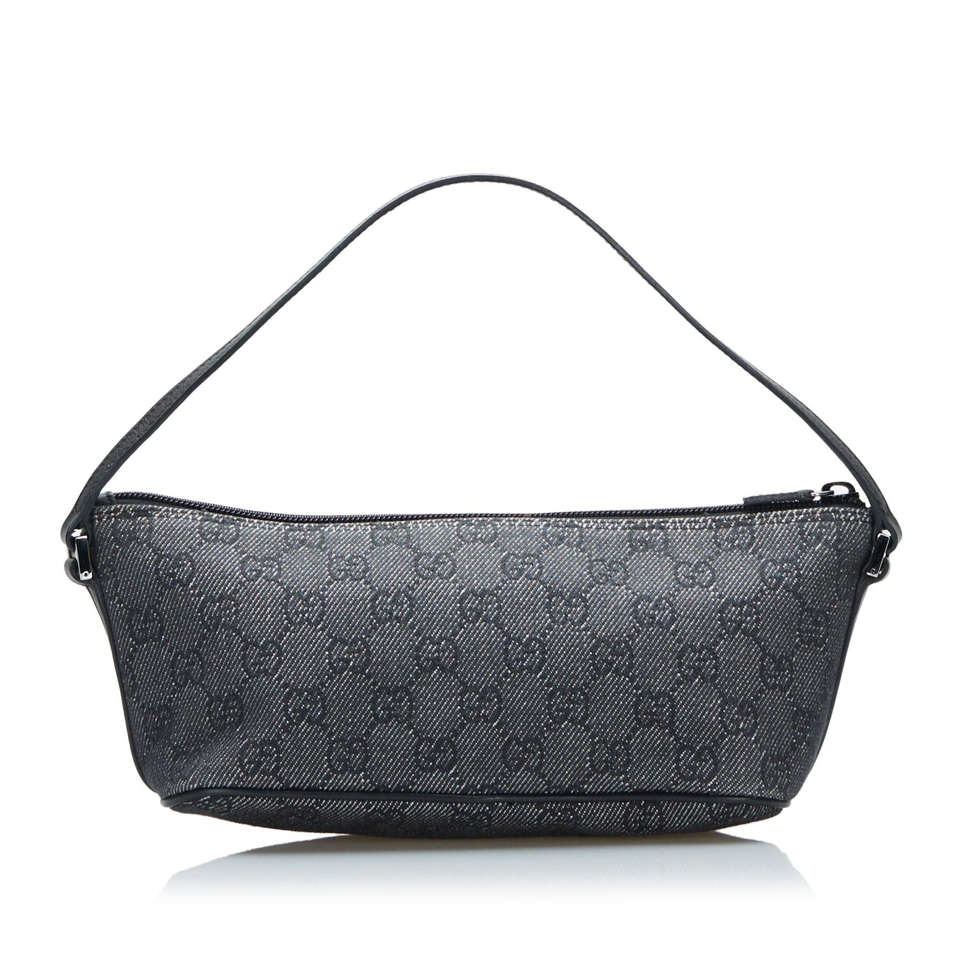 Gucci GG Boat Baguette SHG-CGZkjD Denim Calf Grey Handbag