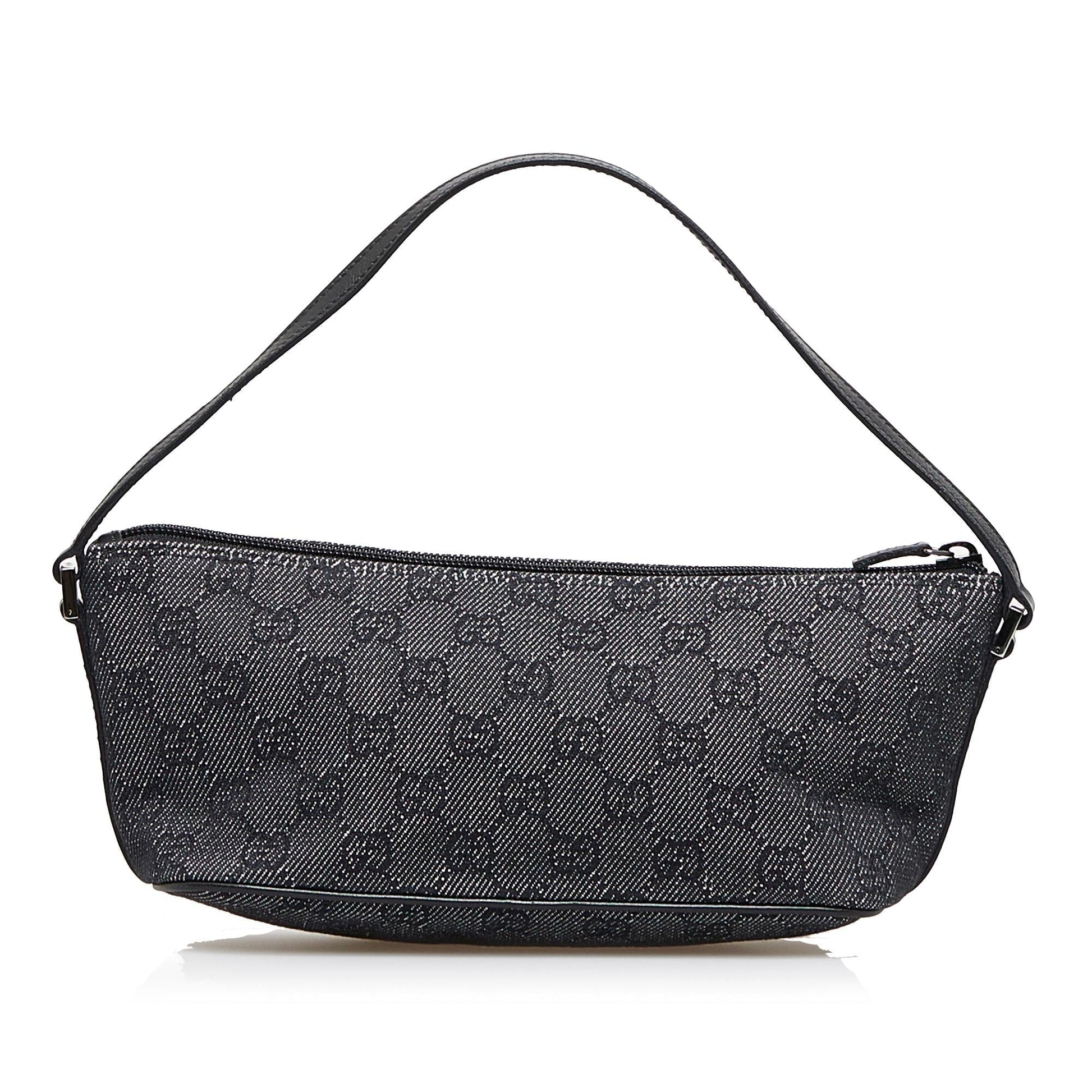 Gucci GG Boat Baguette SHG-2yQjKr Denim Calf Grey Handbag