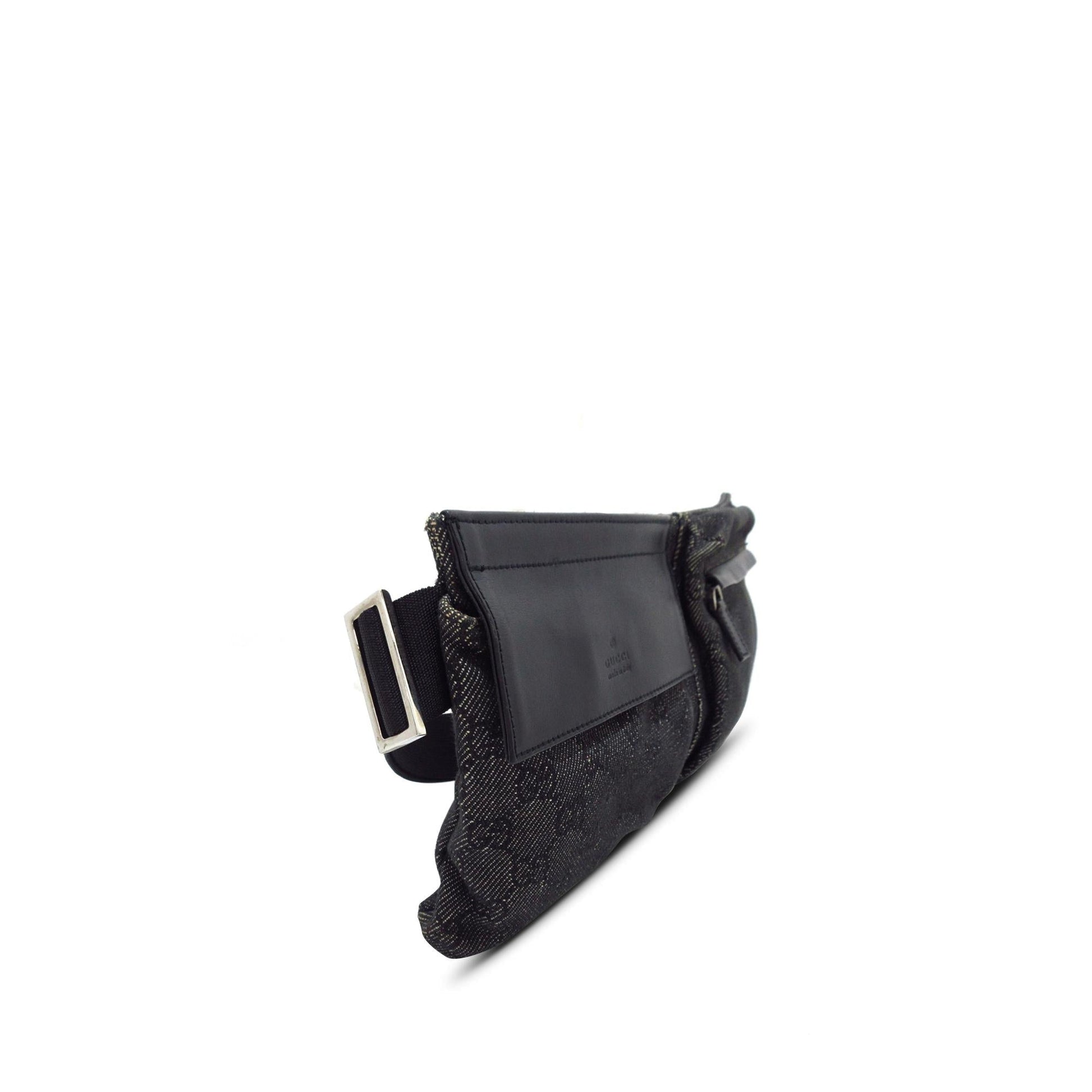 Gucci GG Double Pocket Belt SHG-9qTC5e Denim Calf Grey Accessory
