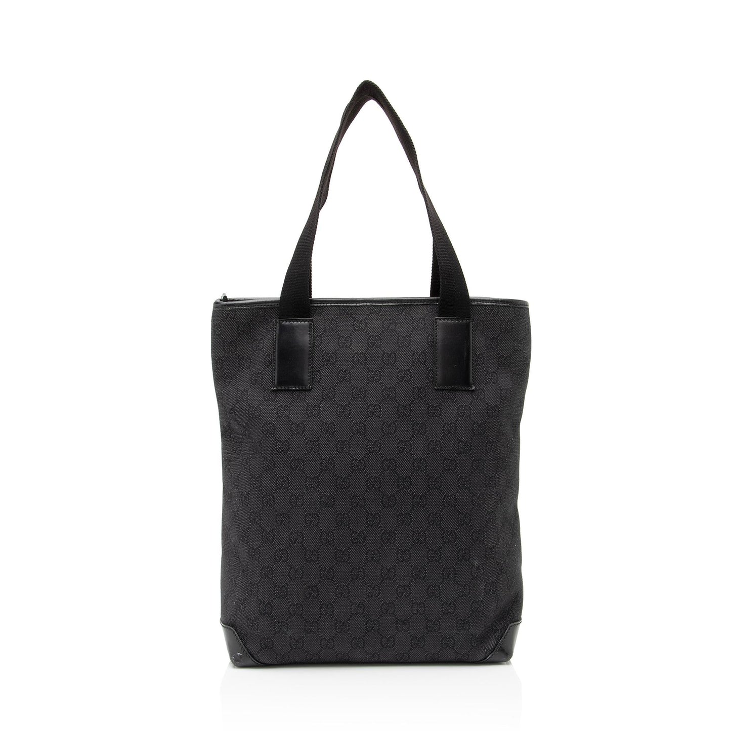 Gucci GG Front Pocket SHF Leather Denim Nylon Black Tote Bag