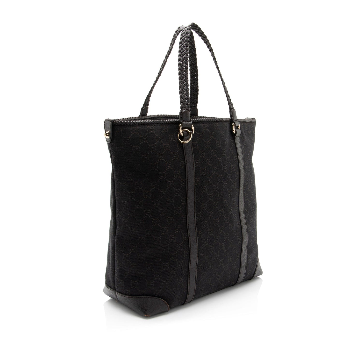 Gucci GG Marrakech Leather Canvas Denim Black Tote Bag