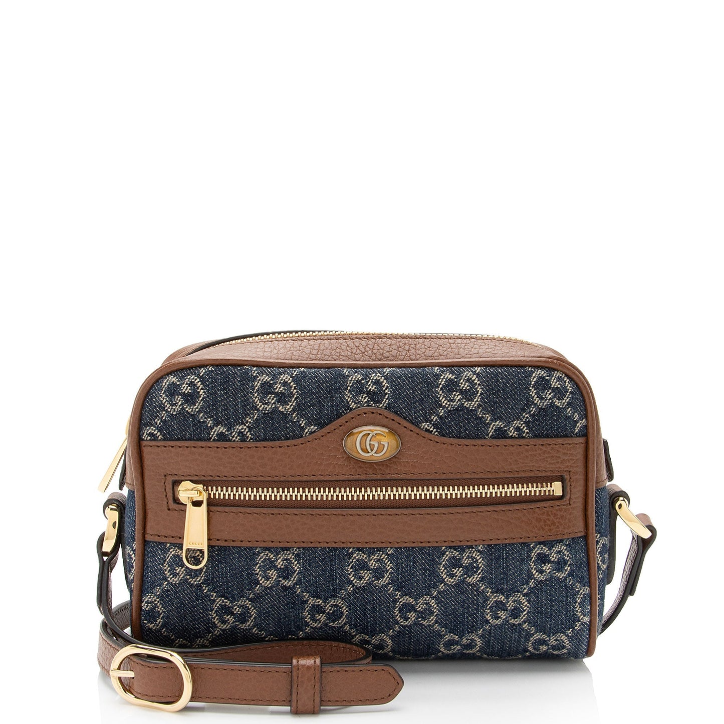 Gucci GG Ophidia SHF-SFY9LT Leather Denim Brown Blue Crossbody Bag