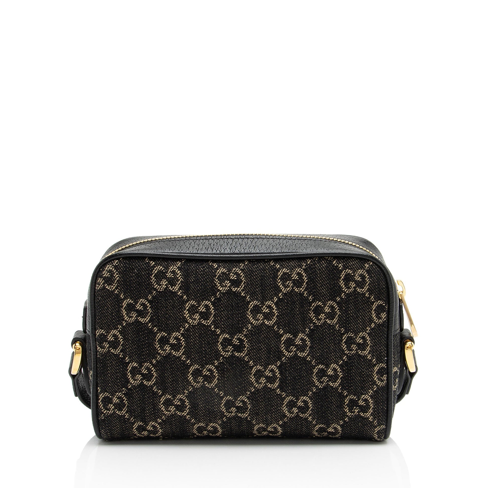 Gucci GG Ophidia Leather Denim Black Mini Crossbody Bag