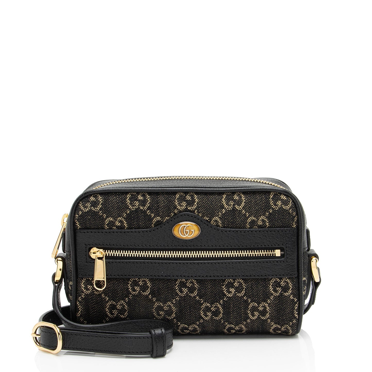 Gucci GG Ophidia Leather Denim Black Mini Crossbody Bag