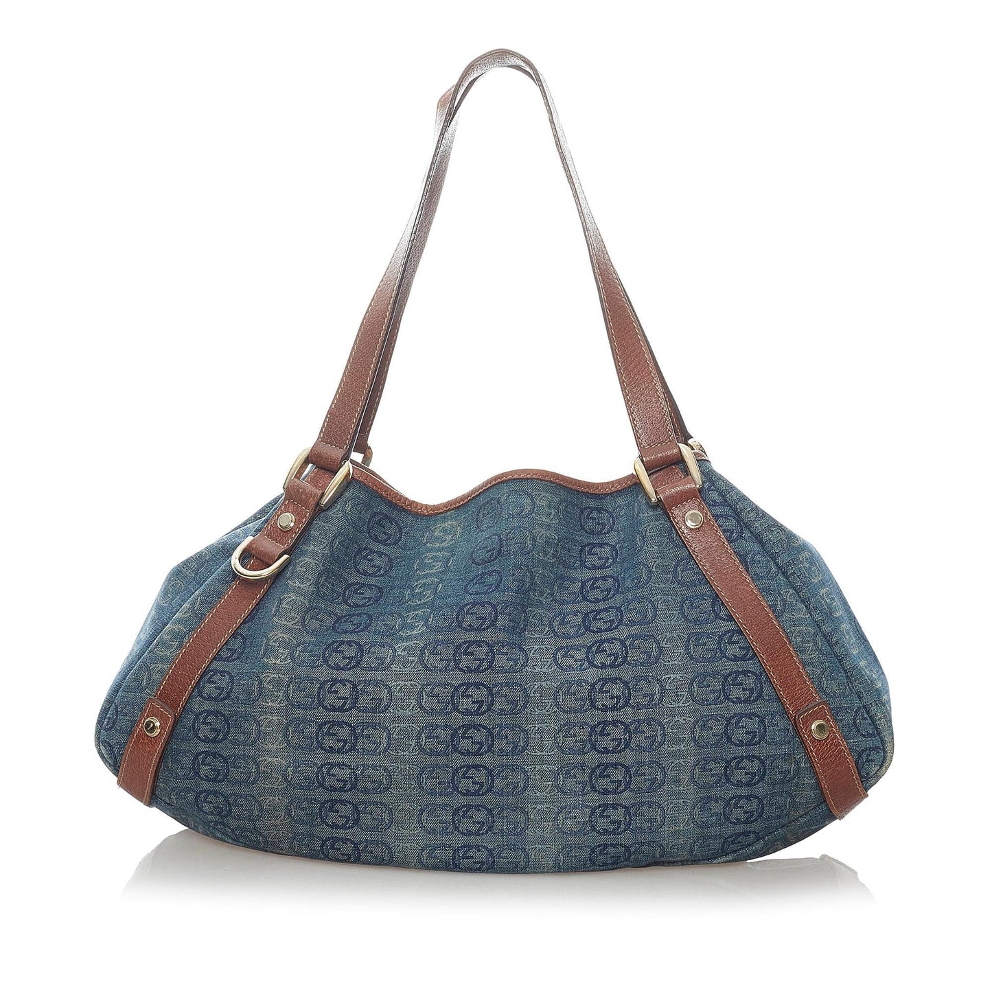 Gucci GG Pelham SHG Denim Brown Blue Tote Bag