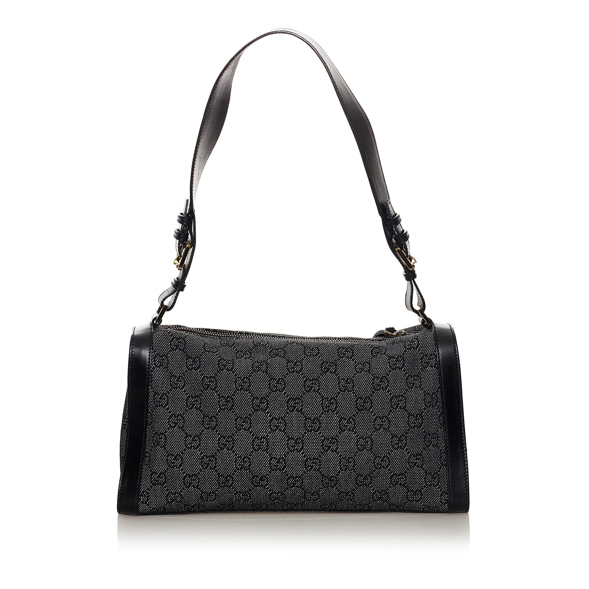 Gucci GG SHG Denim Black Grey Shoulder Bag