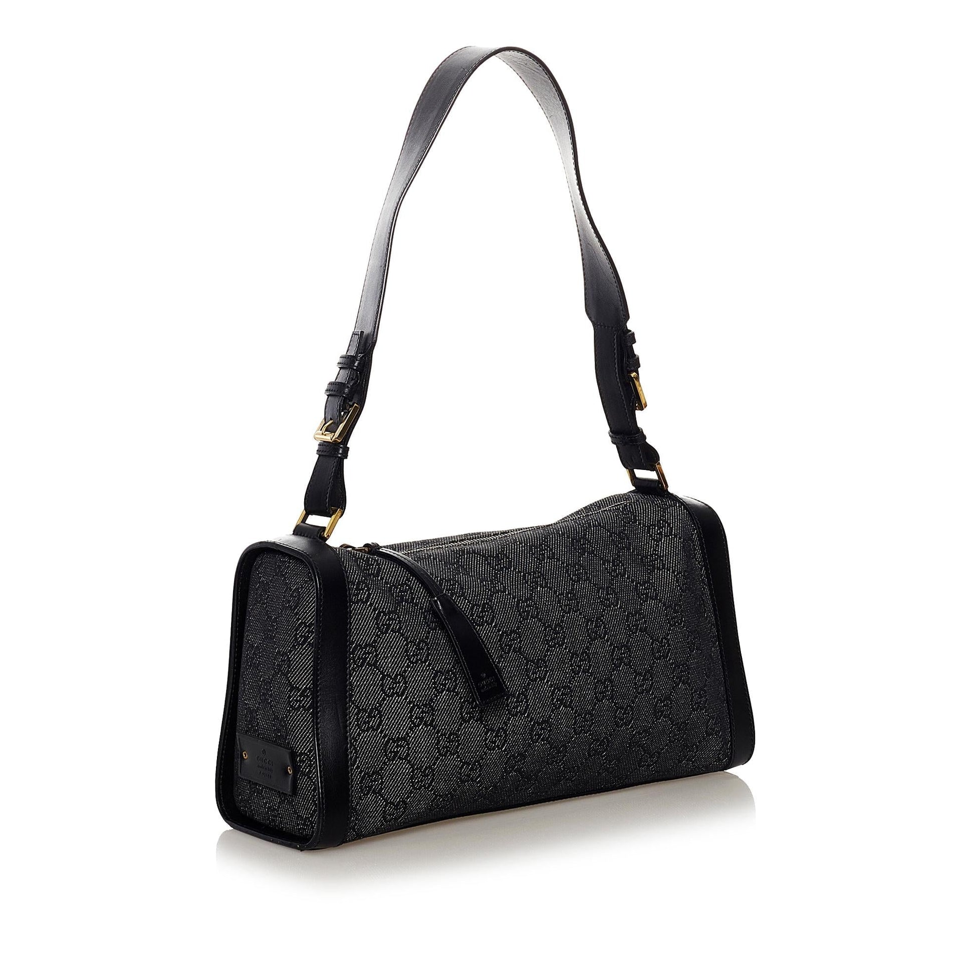 Gucci GG SHG Denim Black Grey Shoulder Bag