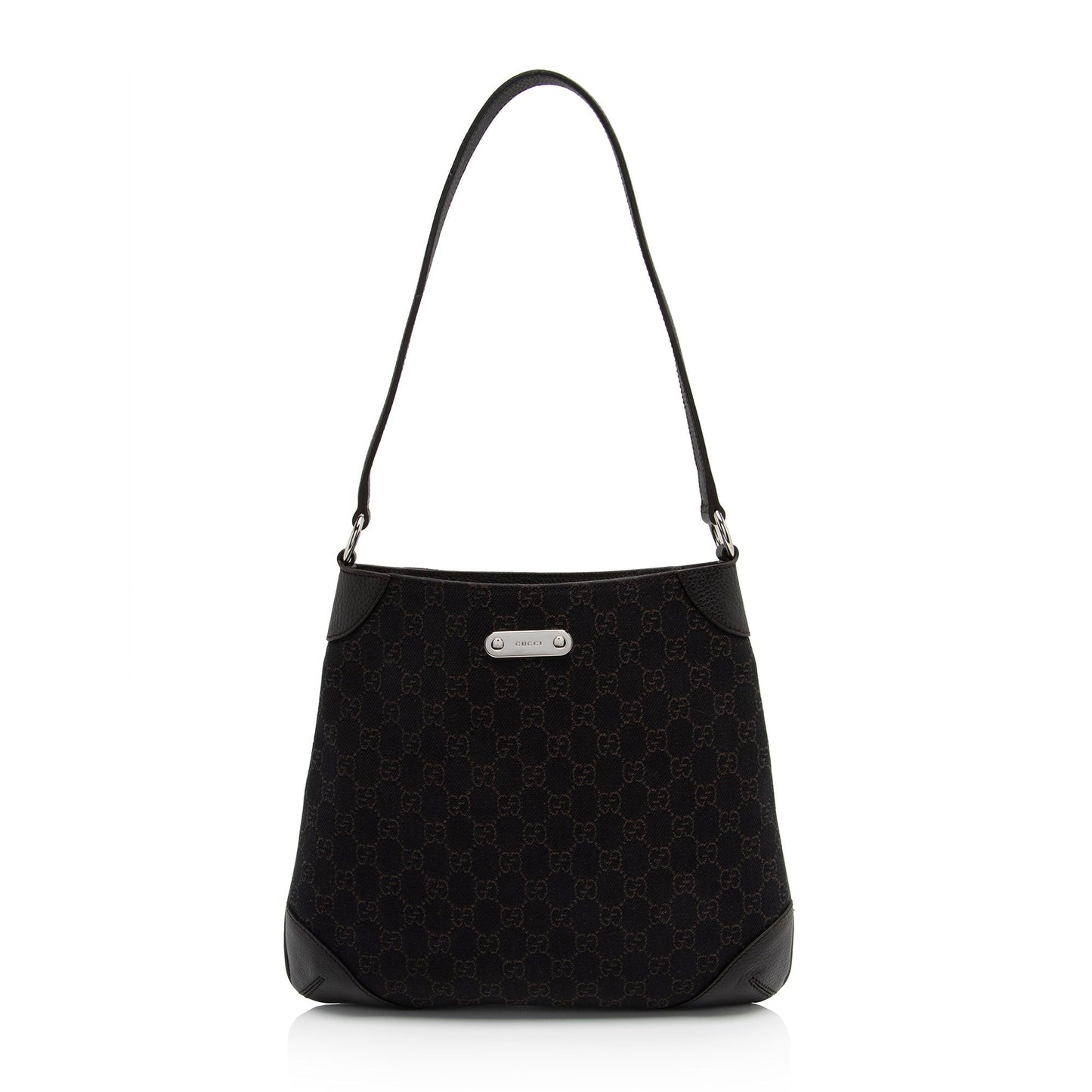 Gucci GG SHF-mP1GGZ Leather Denim Brown Shoulder Bag