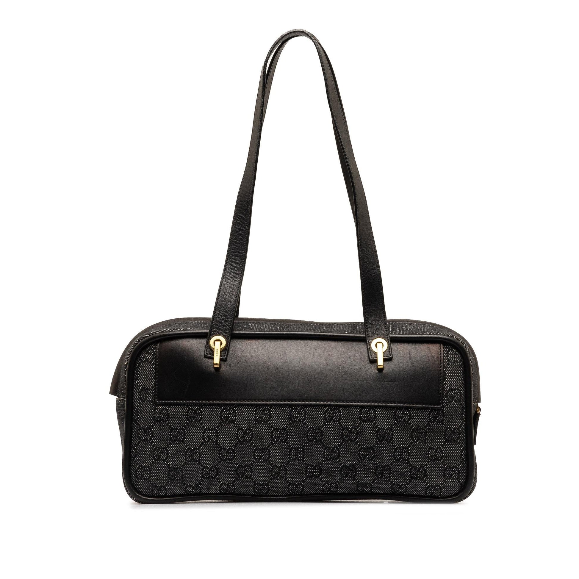 Gucci GG SHG-QwDGp7 Denim Calf Black Grey Shoulder Bag