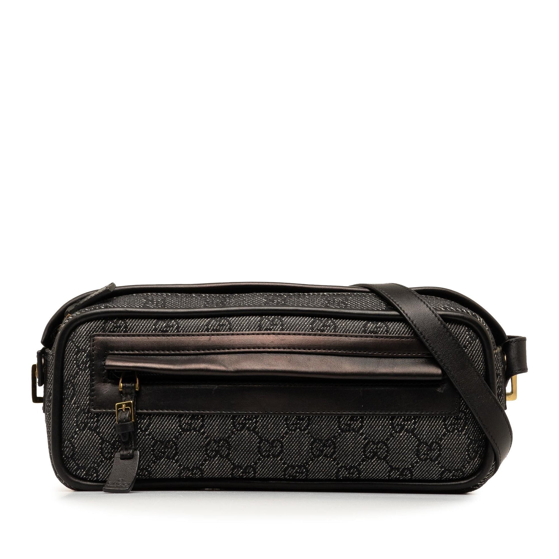 Gucci GG SHG-T2x2kb Denim Calf Black Grey Shoulder Bag