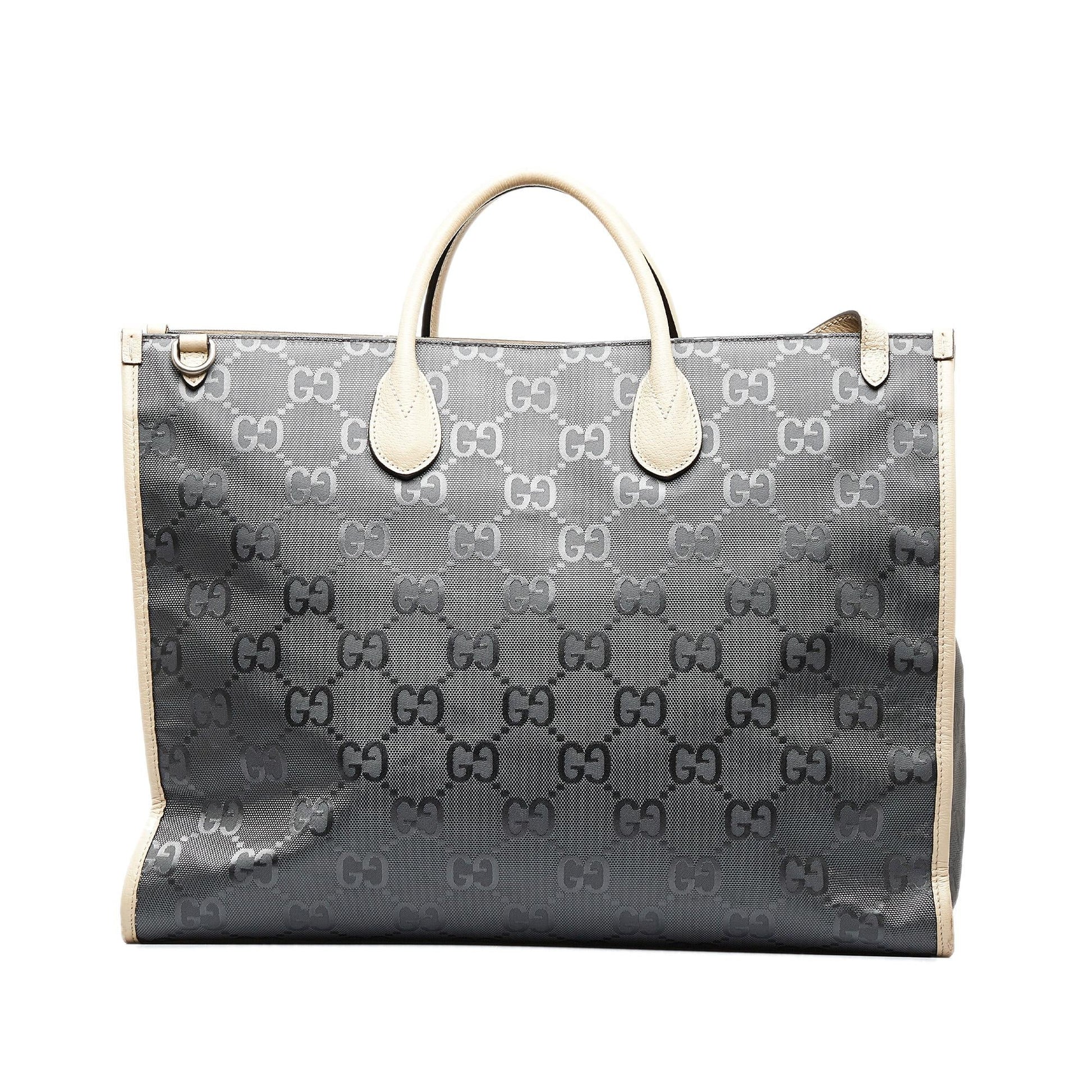 Gucci GG Econyl Off Grid Convertible Nylon Calf Brown Grey Tote Bag
