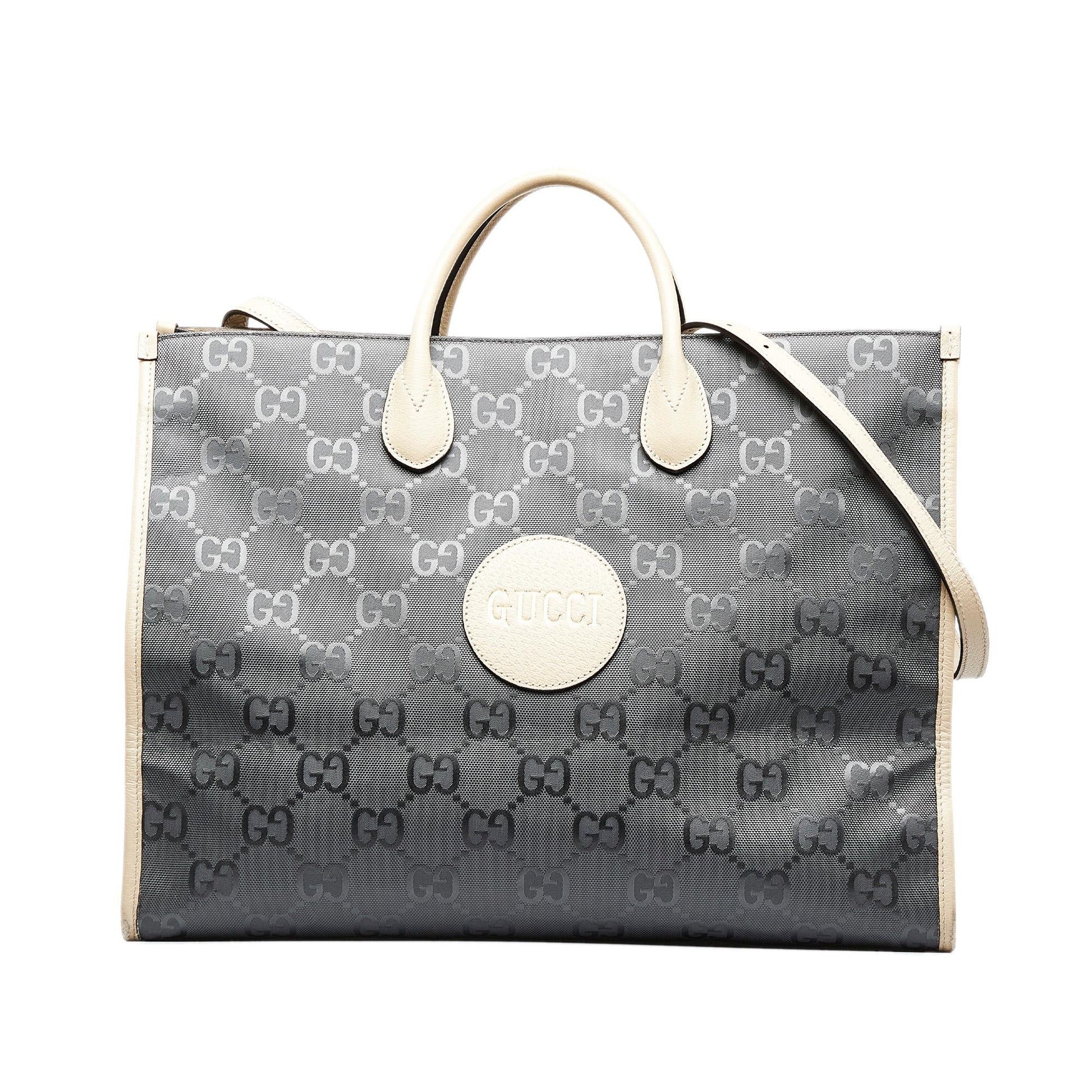 Gucci GG Econyl Off Grid Convertible Nylon Calf Brown Grey Tote Bag