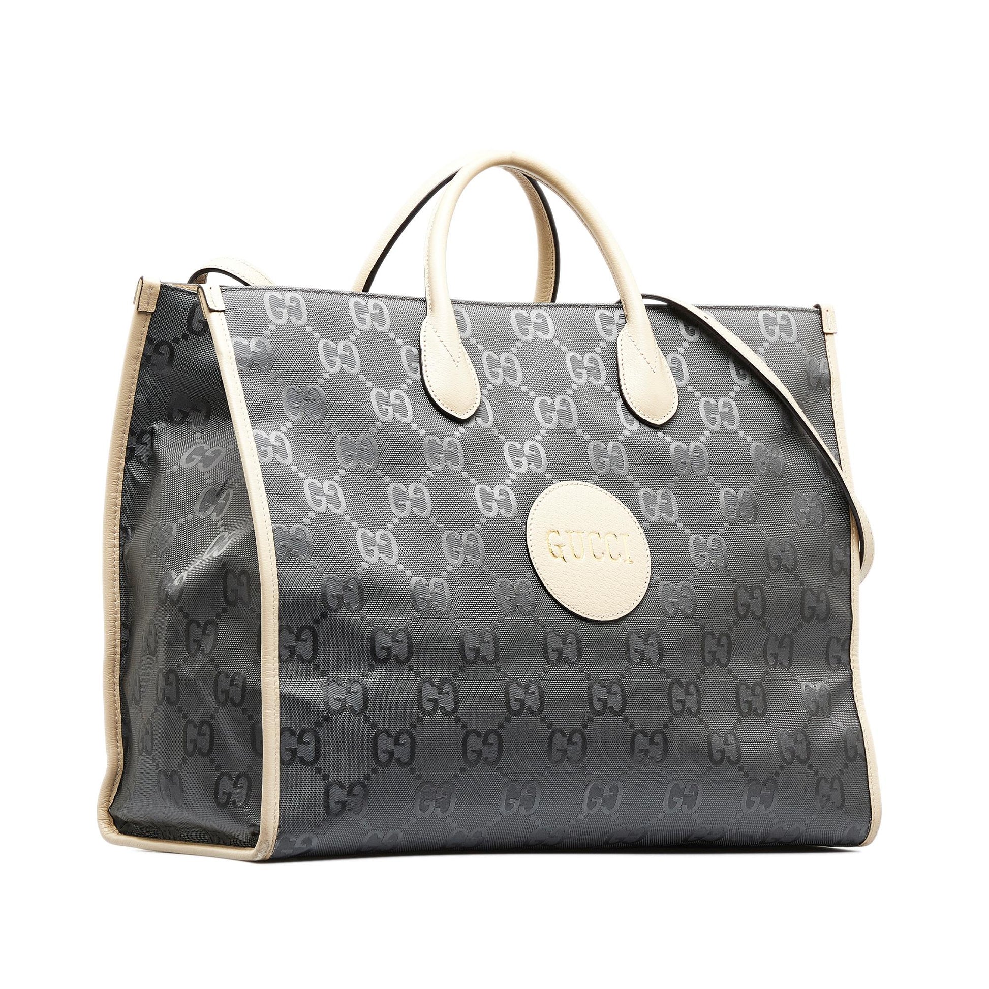 Gucci GG Econyl Off Grid Convertible Nylon Calf Brown Grey Tote Bag