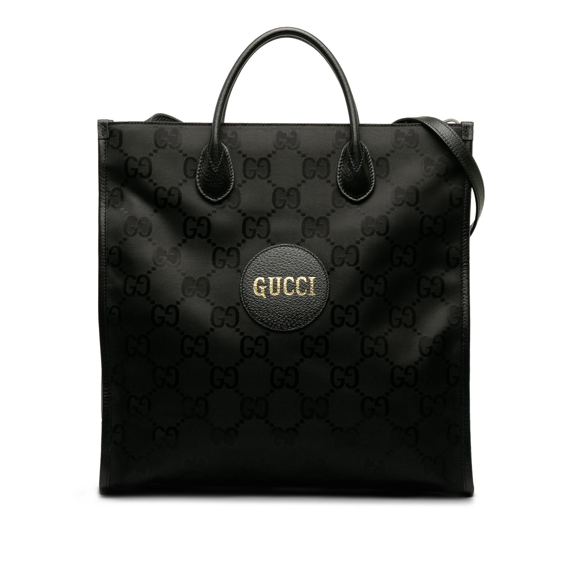 Gucci GG Econyl Off Grid Convertible Nylon Calf Black Tote Bag Convertible Tote