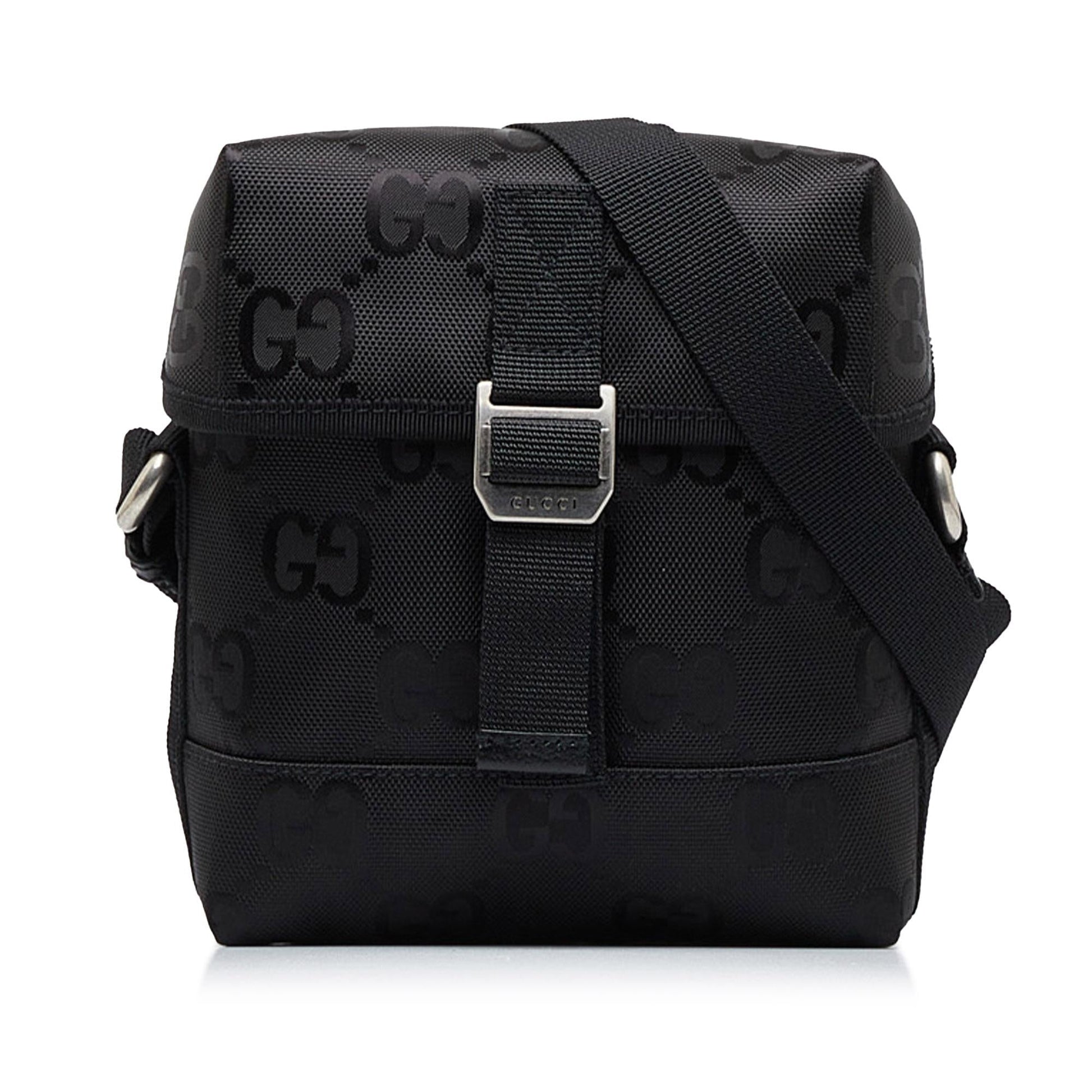 Gucci GG Econyl Off Grid Messenger Nylon Black Crossbody Bag
